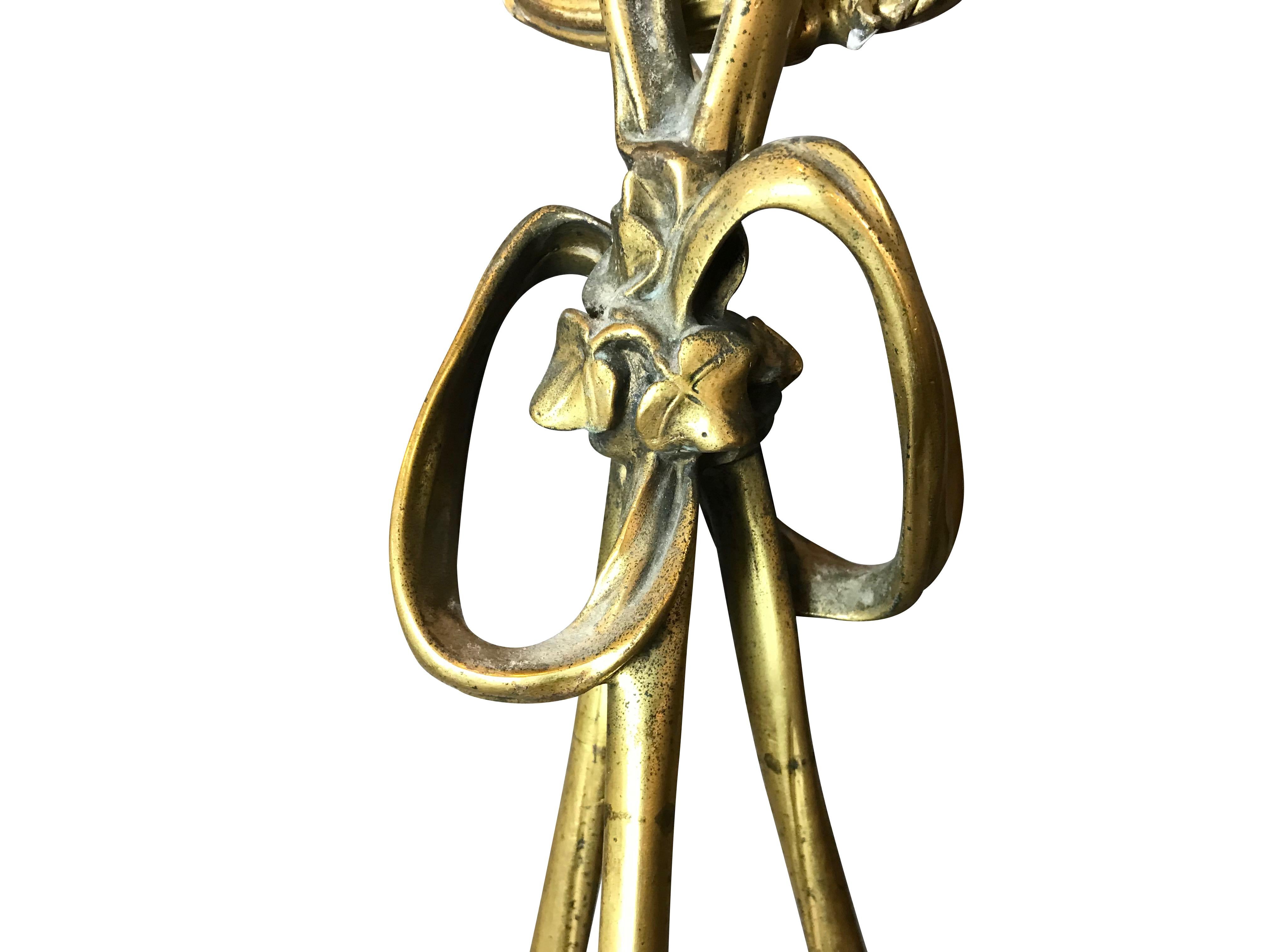 Napoleon III 19th Century French Gilt Bronze and Enamel Flower Basket Six-Light Chandelier