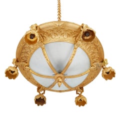 19th Century French Gilt Bronze and Glass Six-Light Chandelier