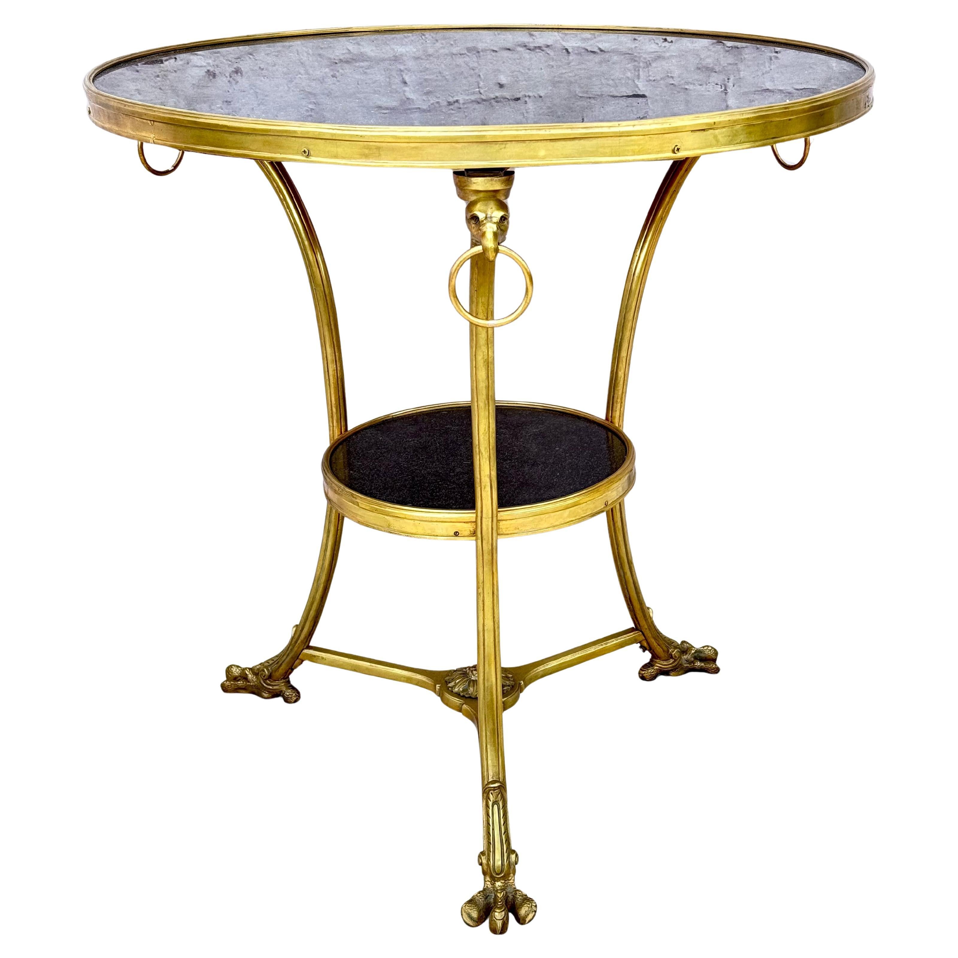 Table de Gueridon en bronze doré et marbre du 19ème siècle en vente 6