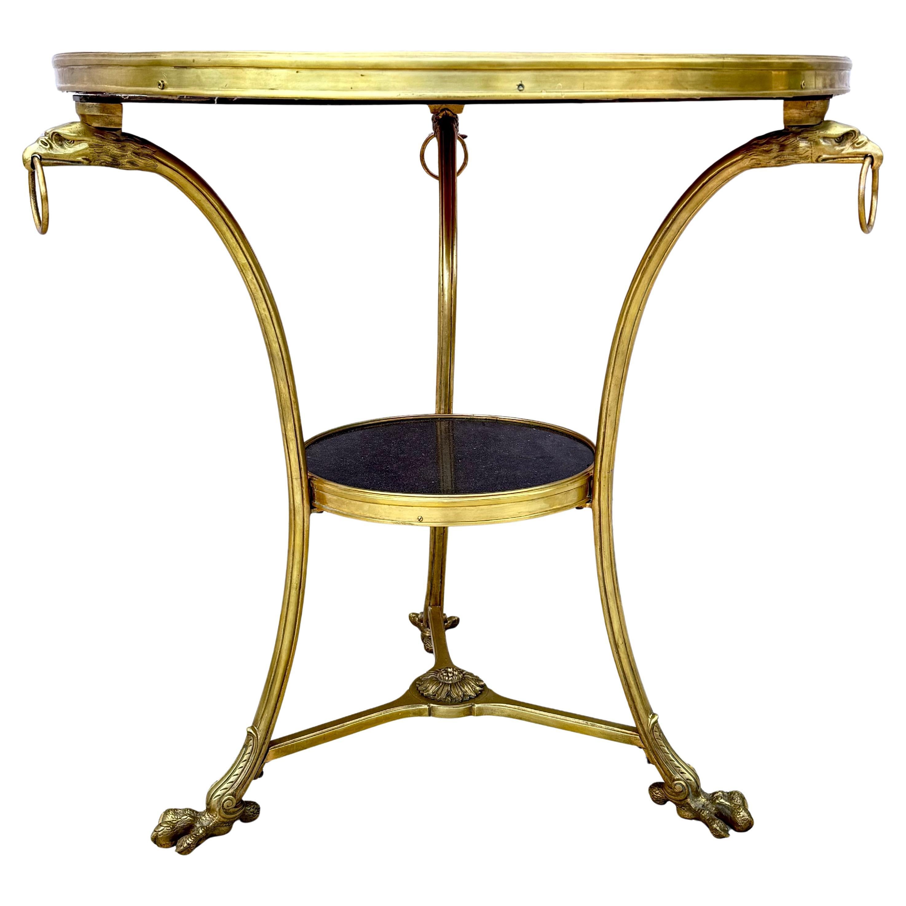 Table de Gueridon en bronze doré et marbre du 19ème siècle en vente 7