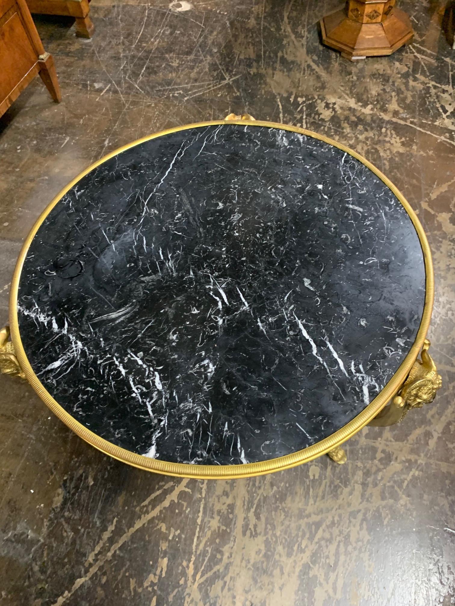 19th Century French Gilt Bronze and Marble Gueridon Table In Good Condition In Dallas, TX