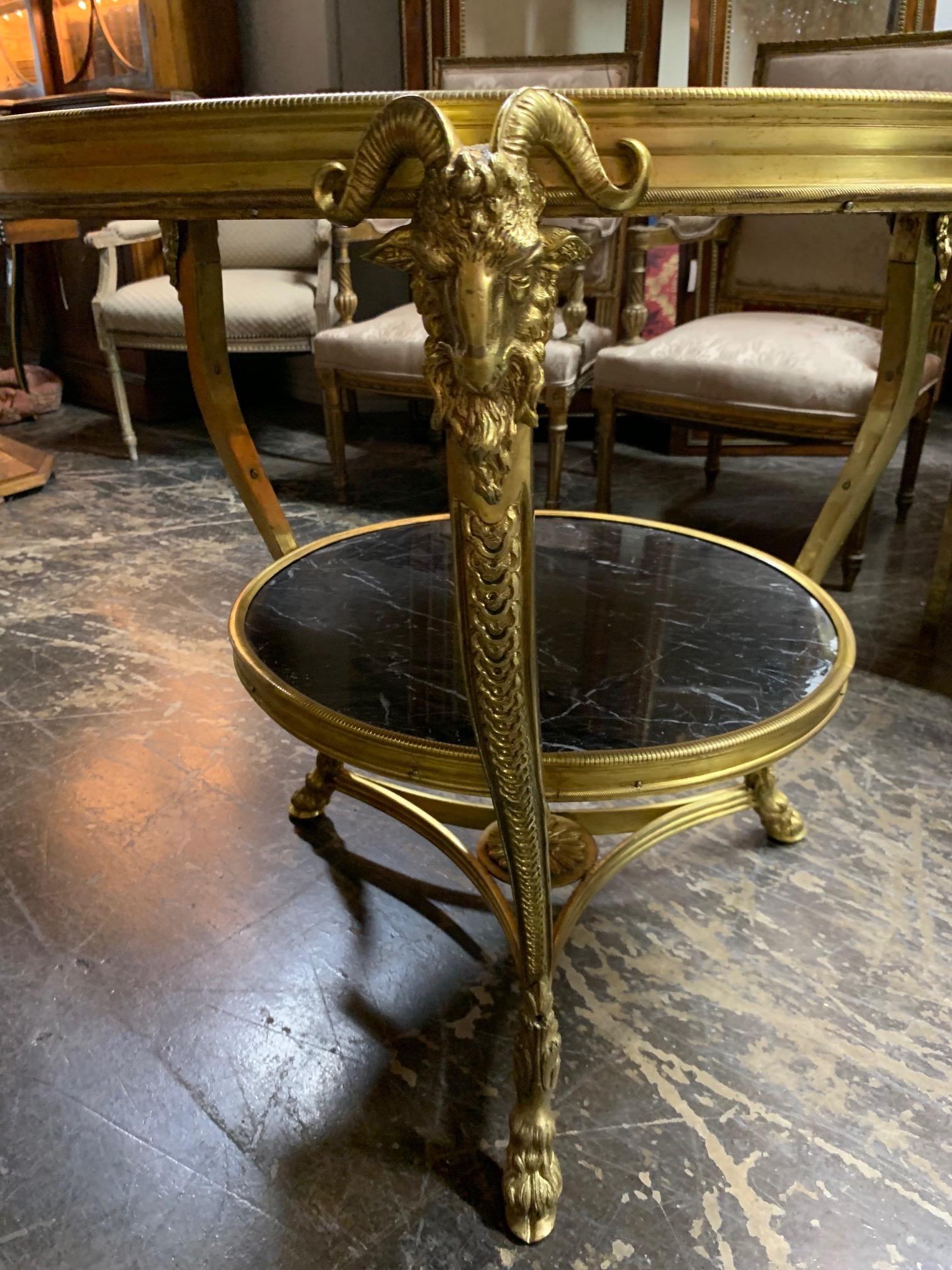 19th Century French Gilt Bronze and Marble Gueridon Table 1
