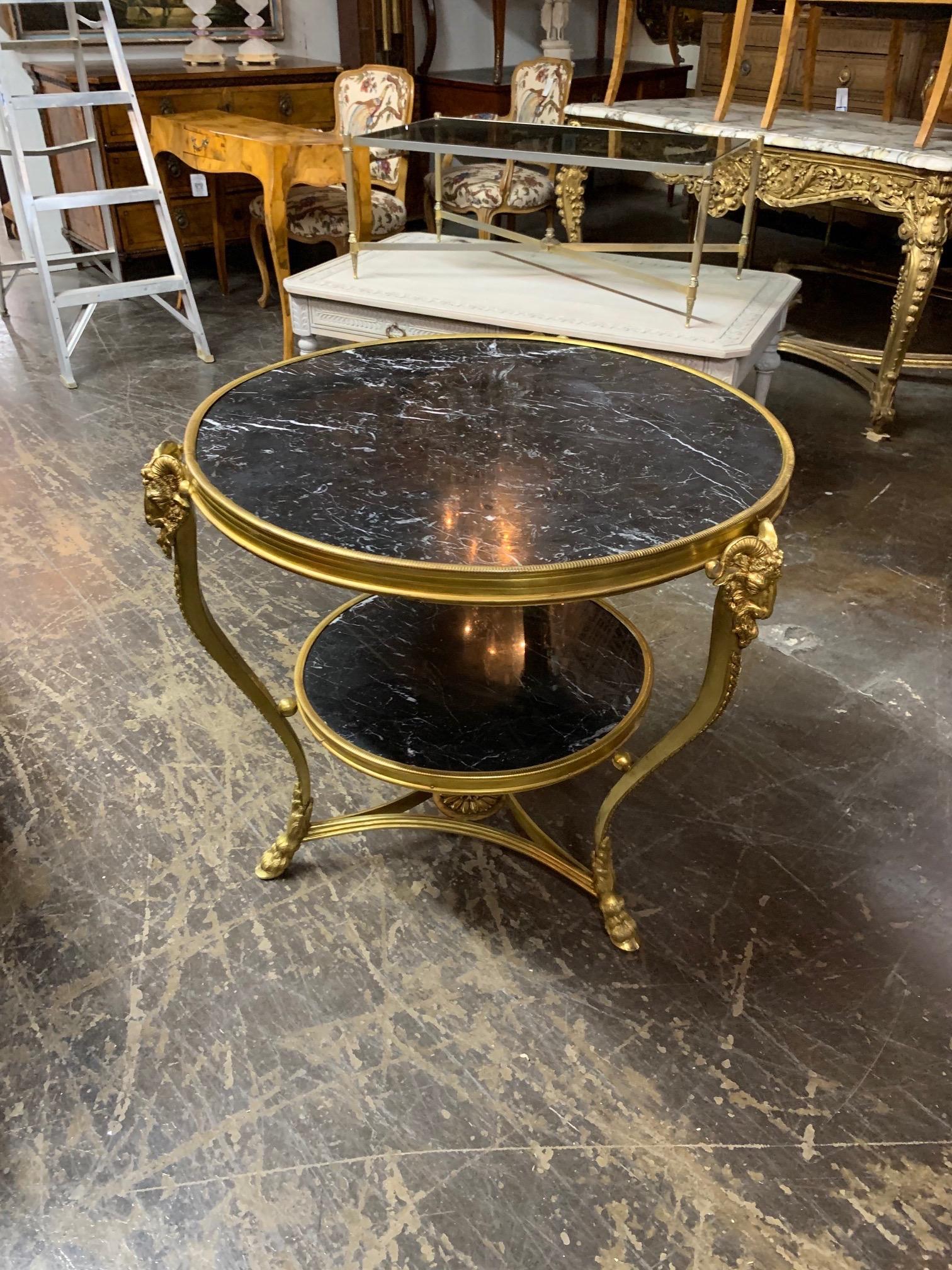 19th Century French Gilt Bronze and Marble Gueridon Table 2
