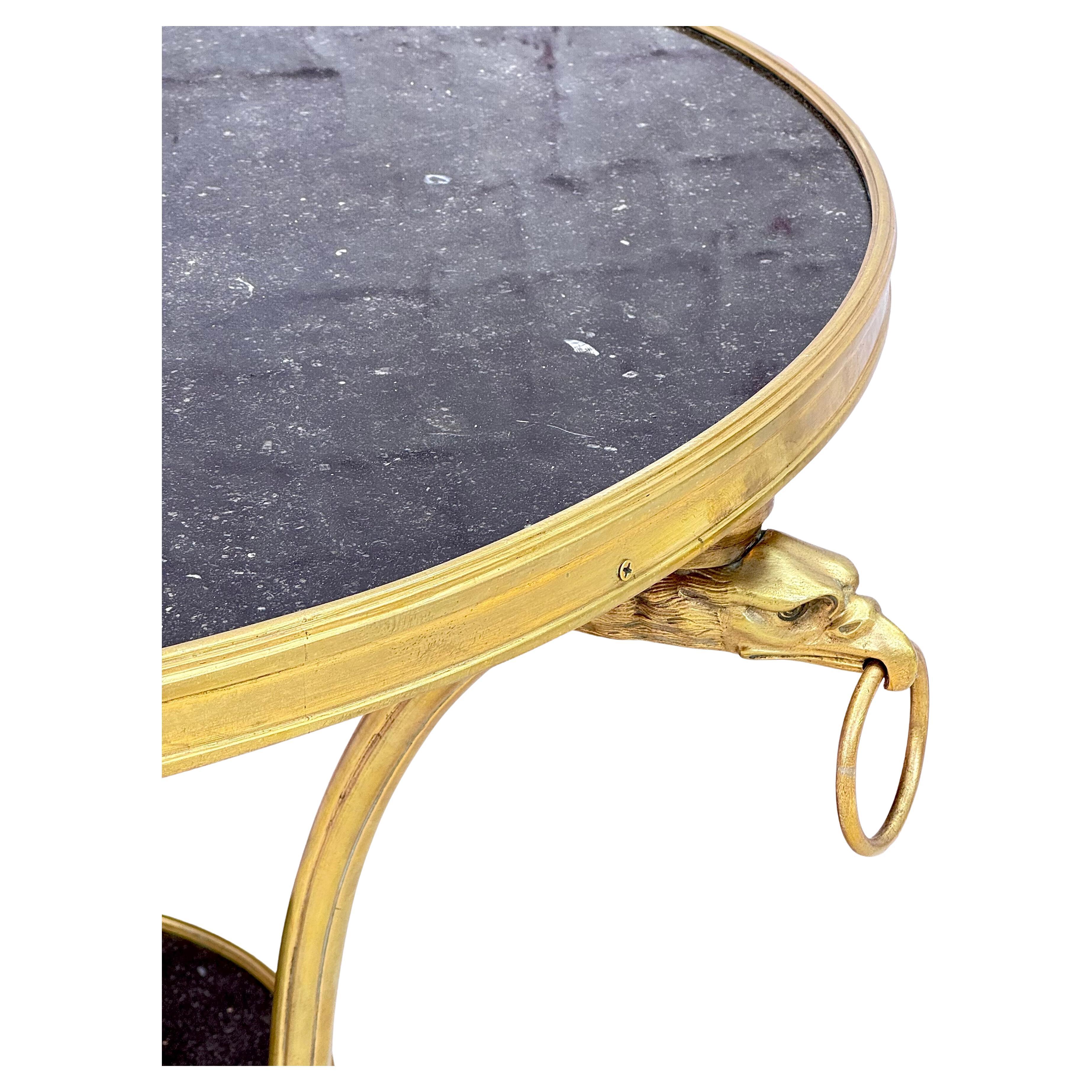 Bronze Table de Gueridon en bronze doré et marbre du 19ème siècle en vente