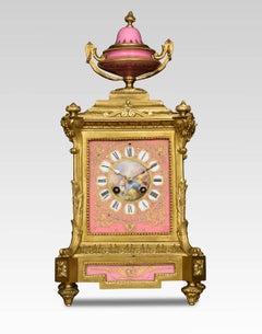 19th Century French Gilt Bronze and Pink Porcelain Mantel Clock