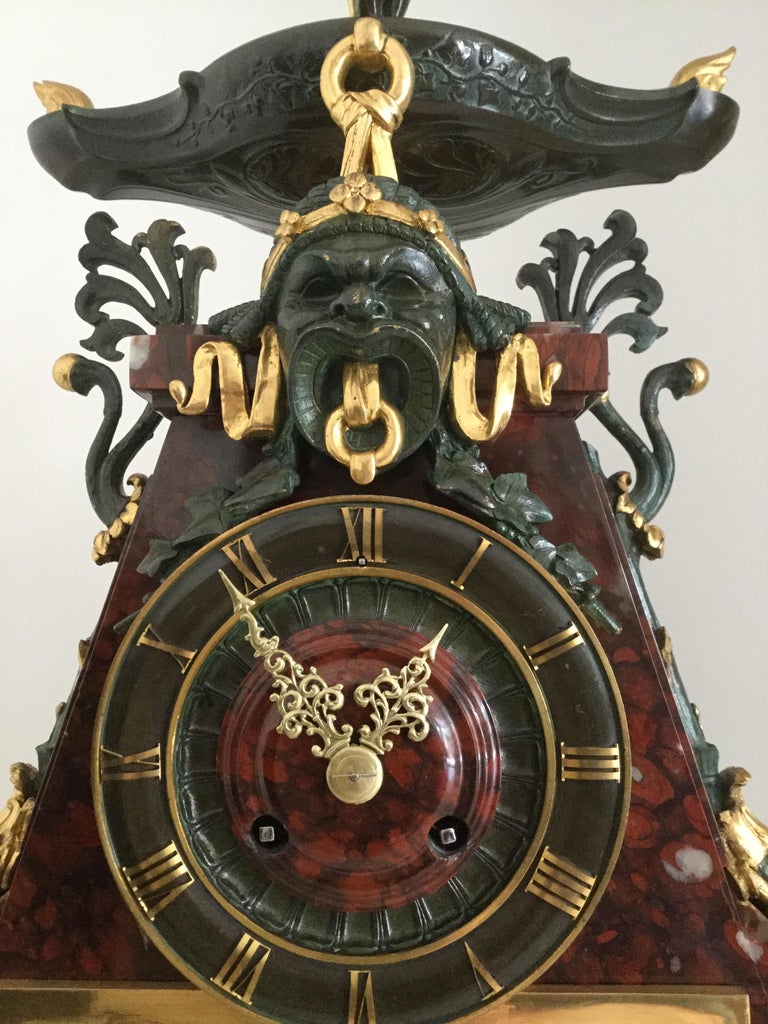 French Gilt Bronze and Rouge Marble Mantel Clock by Charpentier Paris Circa 1880 In Good Condition In Melbourne, Victoria