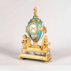 Garniture de Cheminée francese del XIX secolo in bronzo dorato e porcellana di Sevres