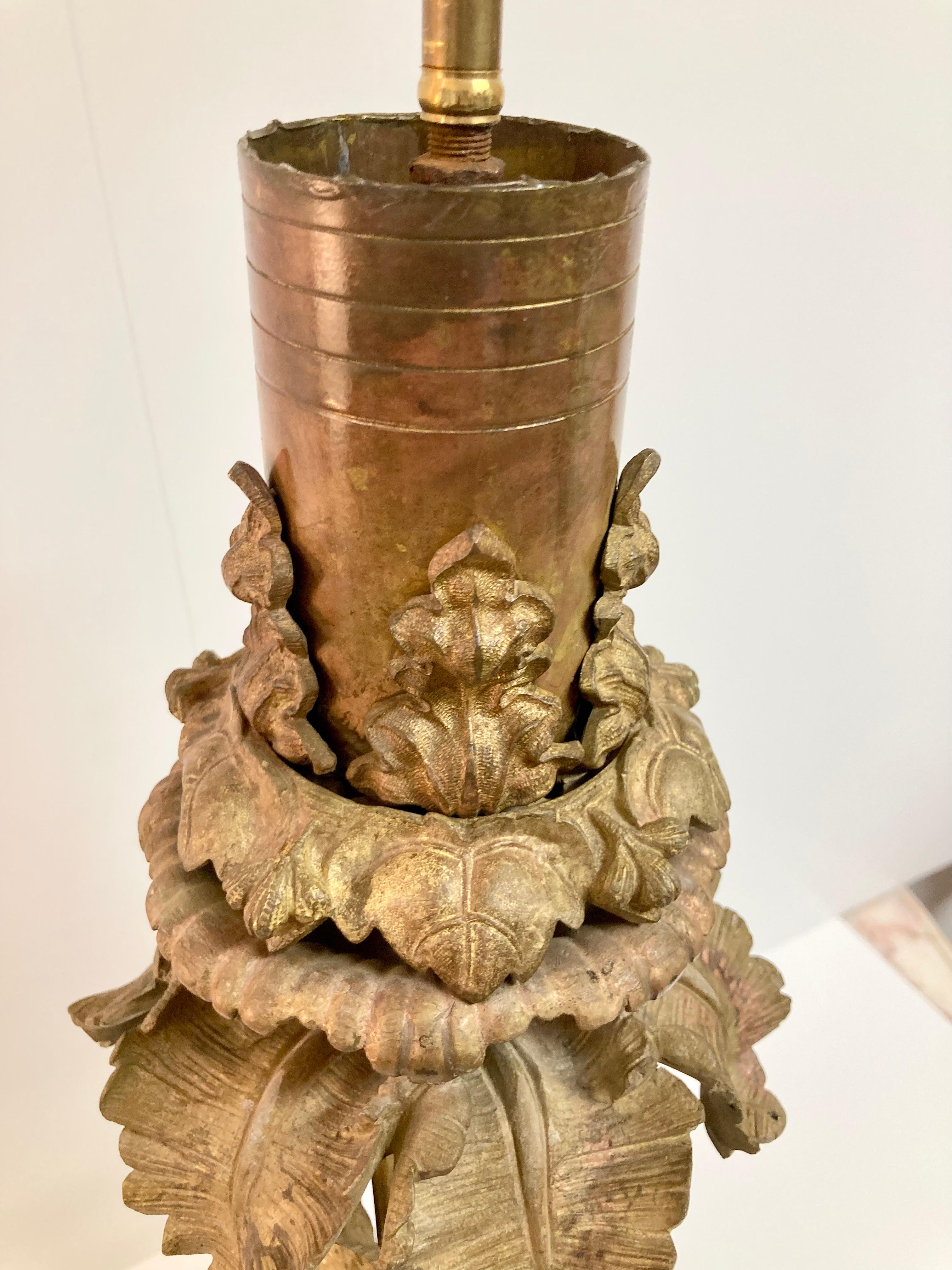 Métal Base de lampe de table Art Nouveau du 19ème siècle en bronze doré français en vente