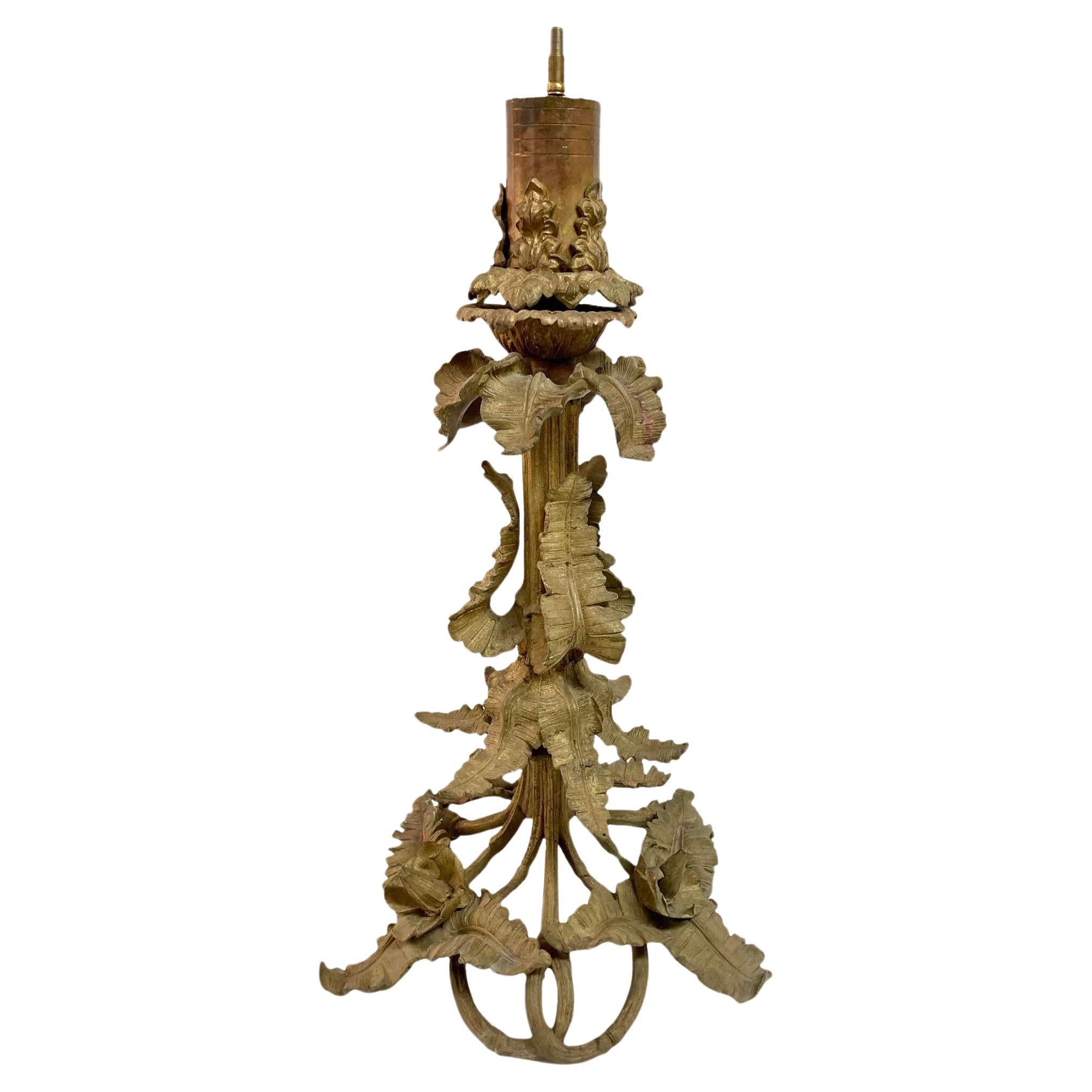 19th Century French Gilt Bronze Art Nouveau Table Lamp Base