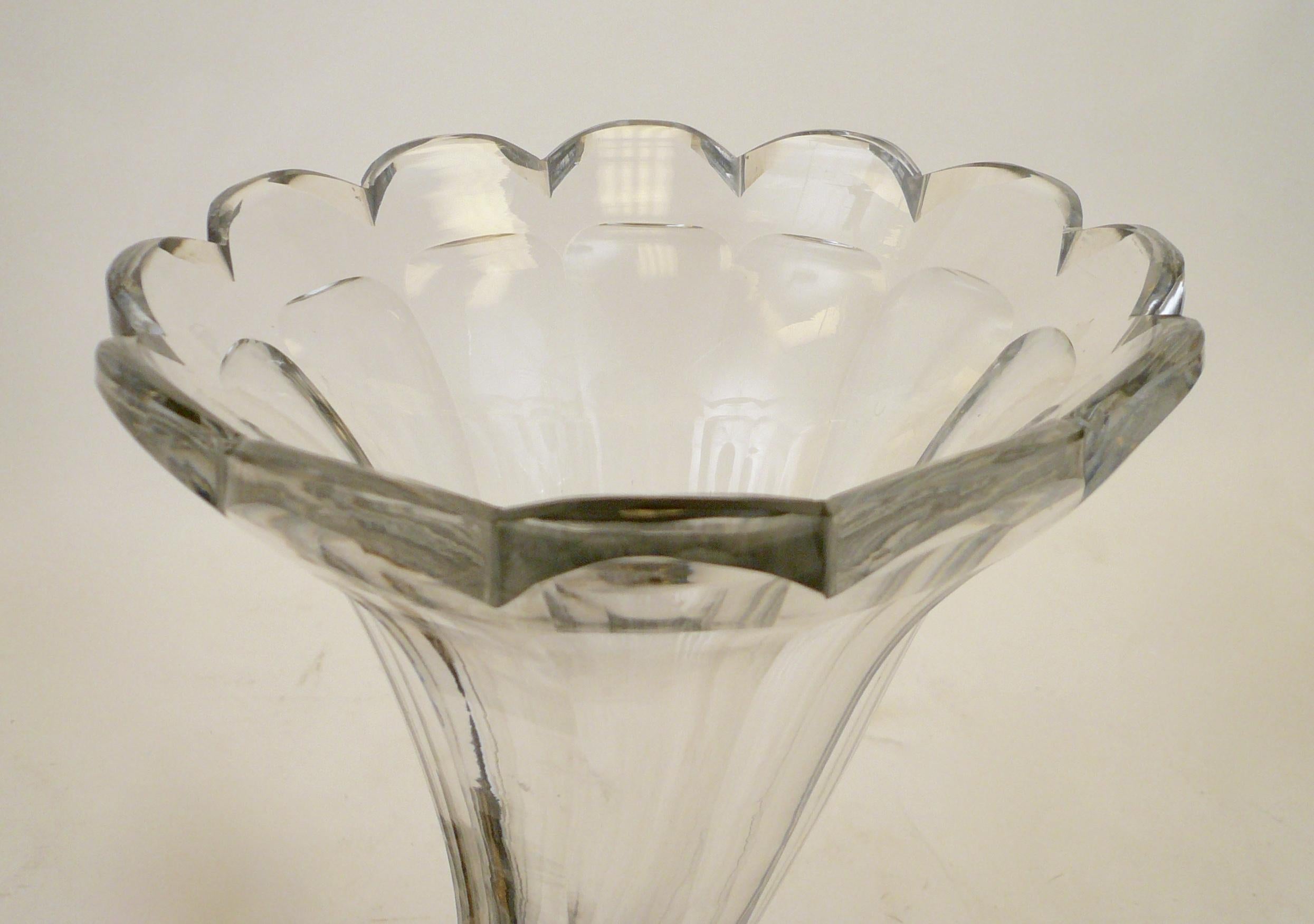 19th Century French Gilt Bronze Baccarat Crystal And Marble Cornucopia 