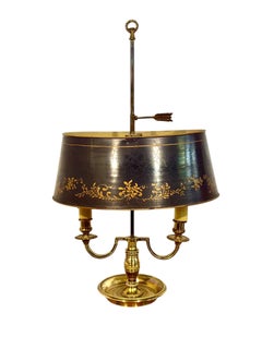 19th Century French Gilt Bronze Bouillotte Lamp with Tole Shade