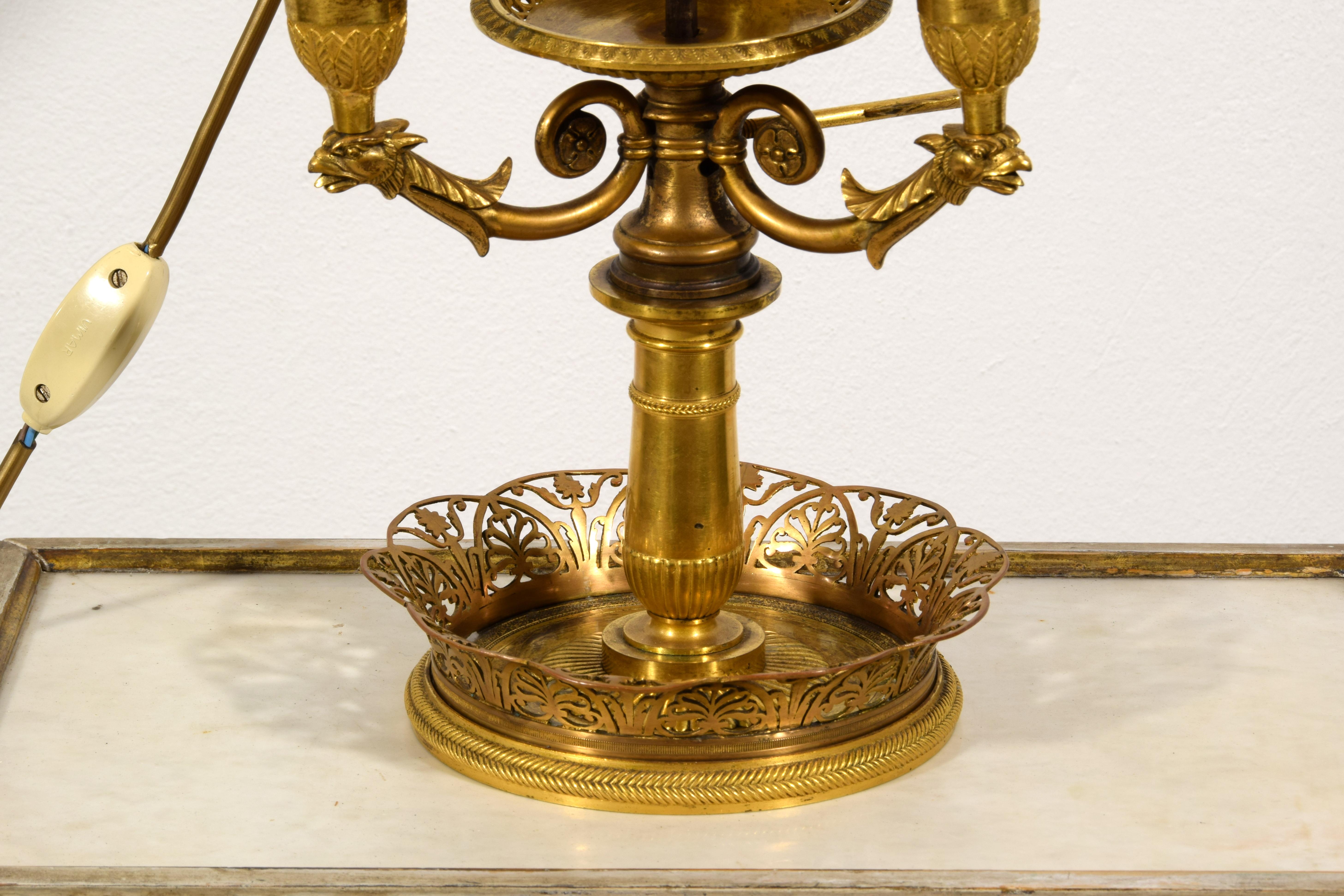 19th Century, French Gilt Bronze Buillotte Lamp  For Sale 7