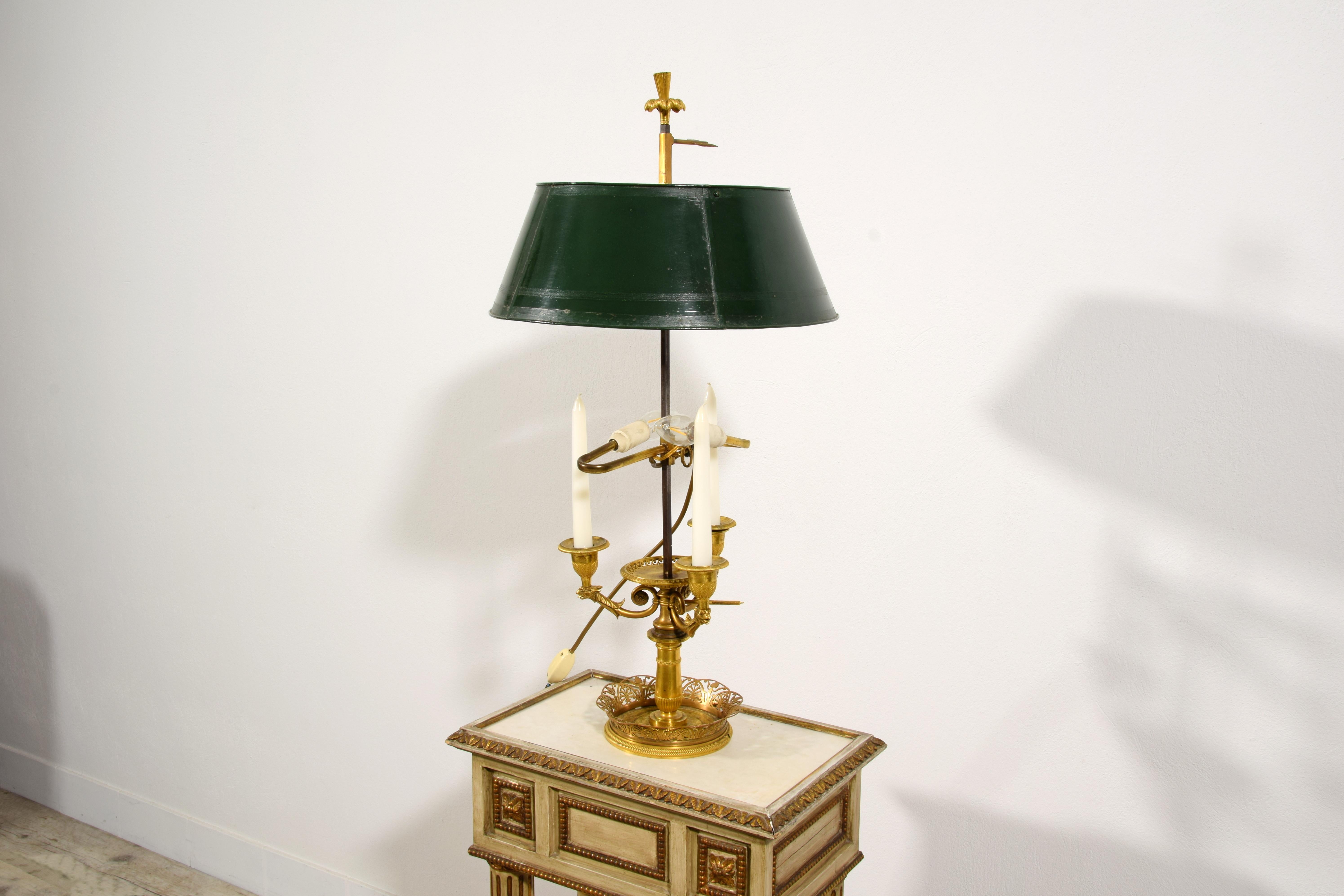 19th Century, French Gilt Bronze Buillotte Lamp  For Sale 8