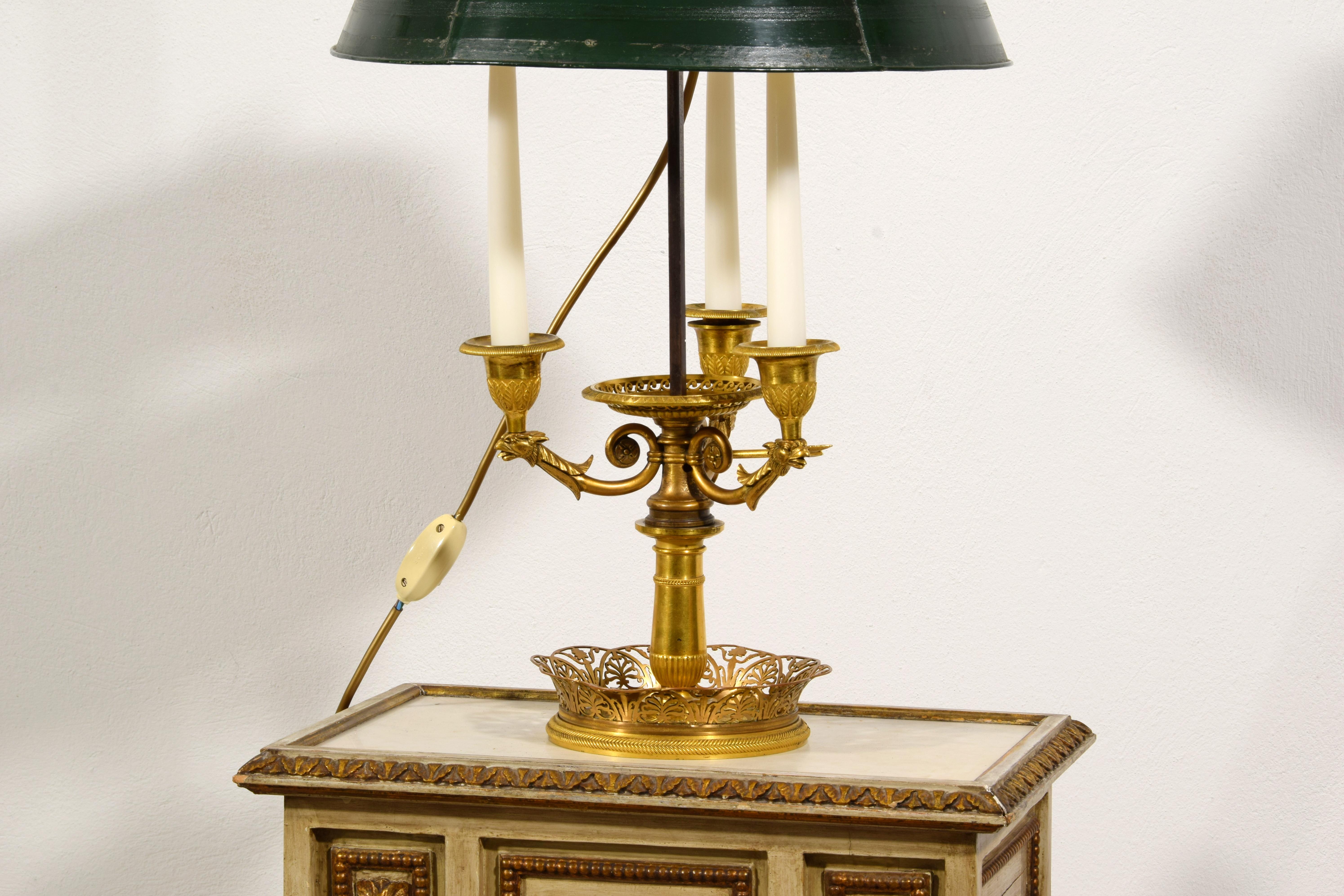 19. Jahrhundert, Französisch vergoldete Bronze Buillotte Lampe  im Angebot 6