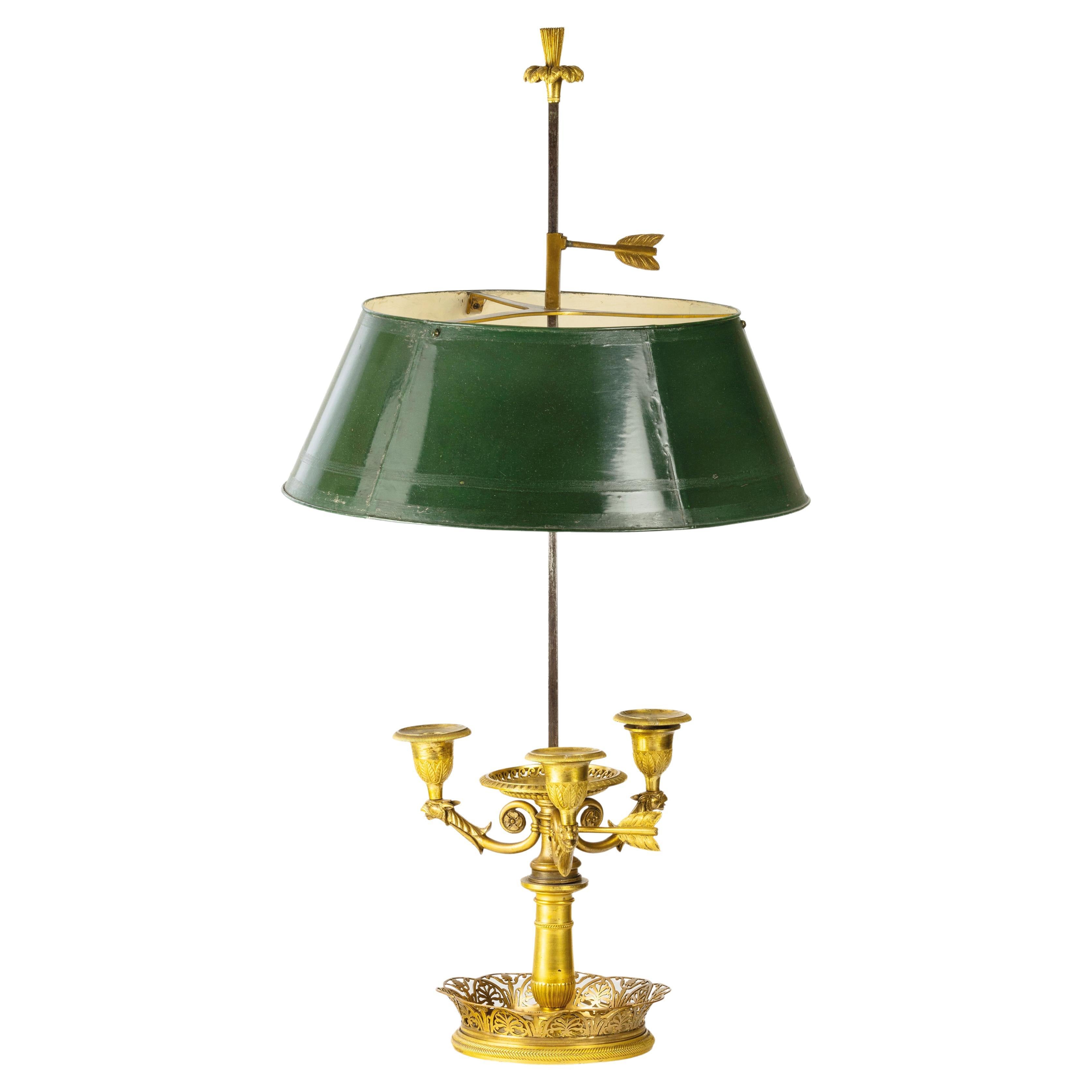 19. Jahrhundert, Französisch vergoldete Bronze Buillotte Lampe 