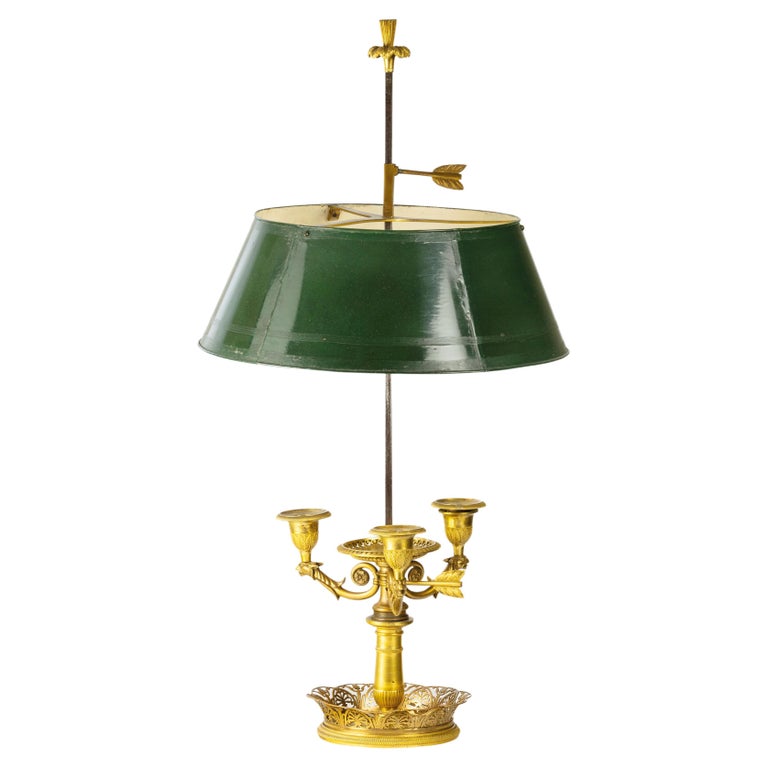 Mid Century Small Brass Bouillotte Table Lamp For Sale at 1stDibs