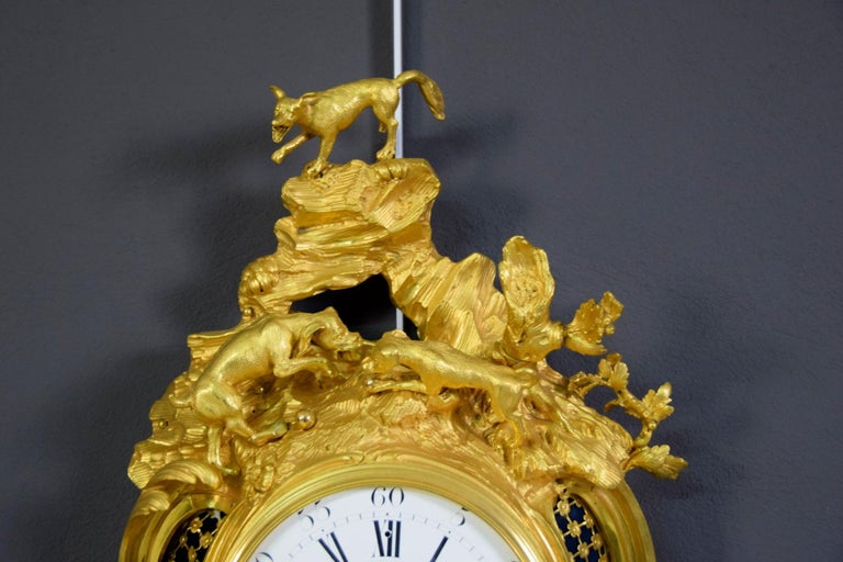 19th Century French Gilt Bronze Cartel Wall Clock 10