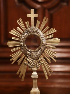 19th Century French Gilt Bronze Catholic Ostensoir Monstrance with Glowing Sun