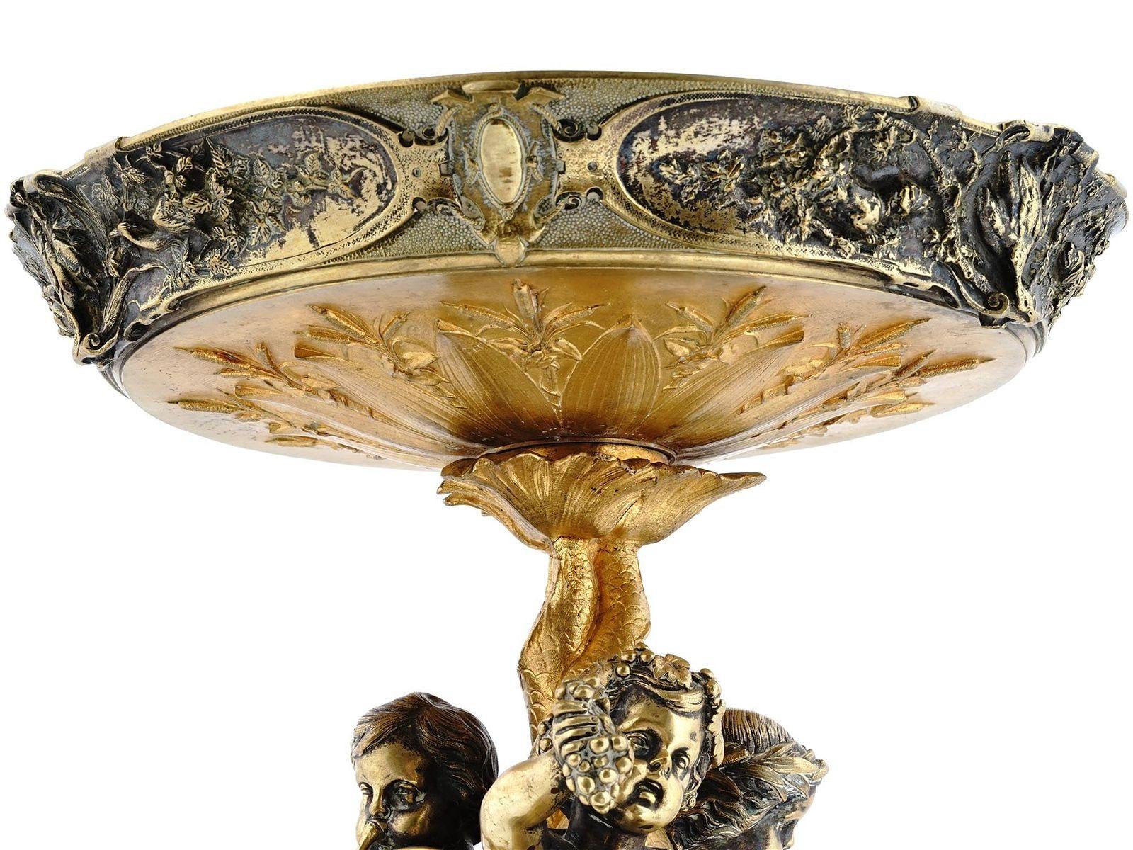 19th Century French Gilt Bronze Centerpiece Bowl in the Baroque Style 1