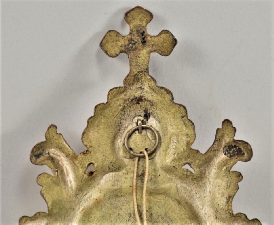 19th Century French Gilt Bronze Chapel Holy Water Font with Virgin Mother Mary 3
