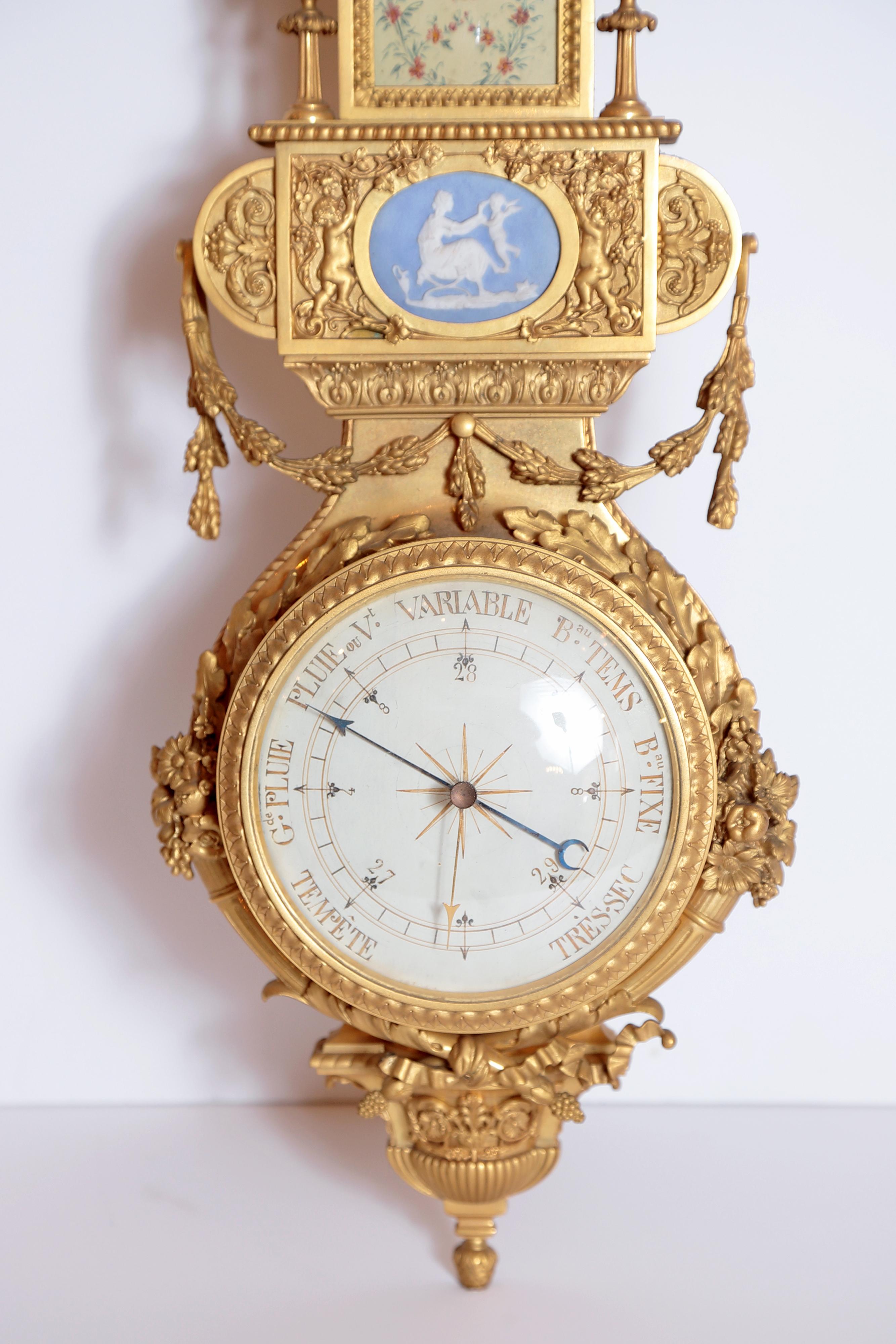 19th Century French Gilt Bronze Clock and Barometer by Victor Raulin 6