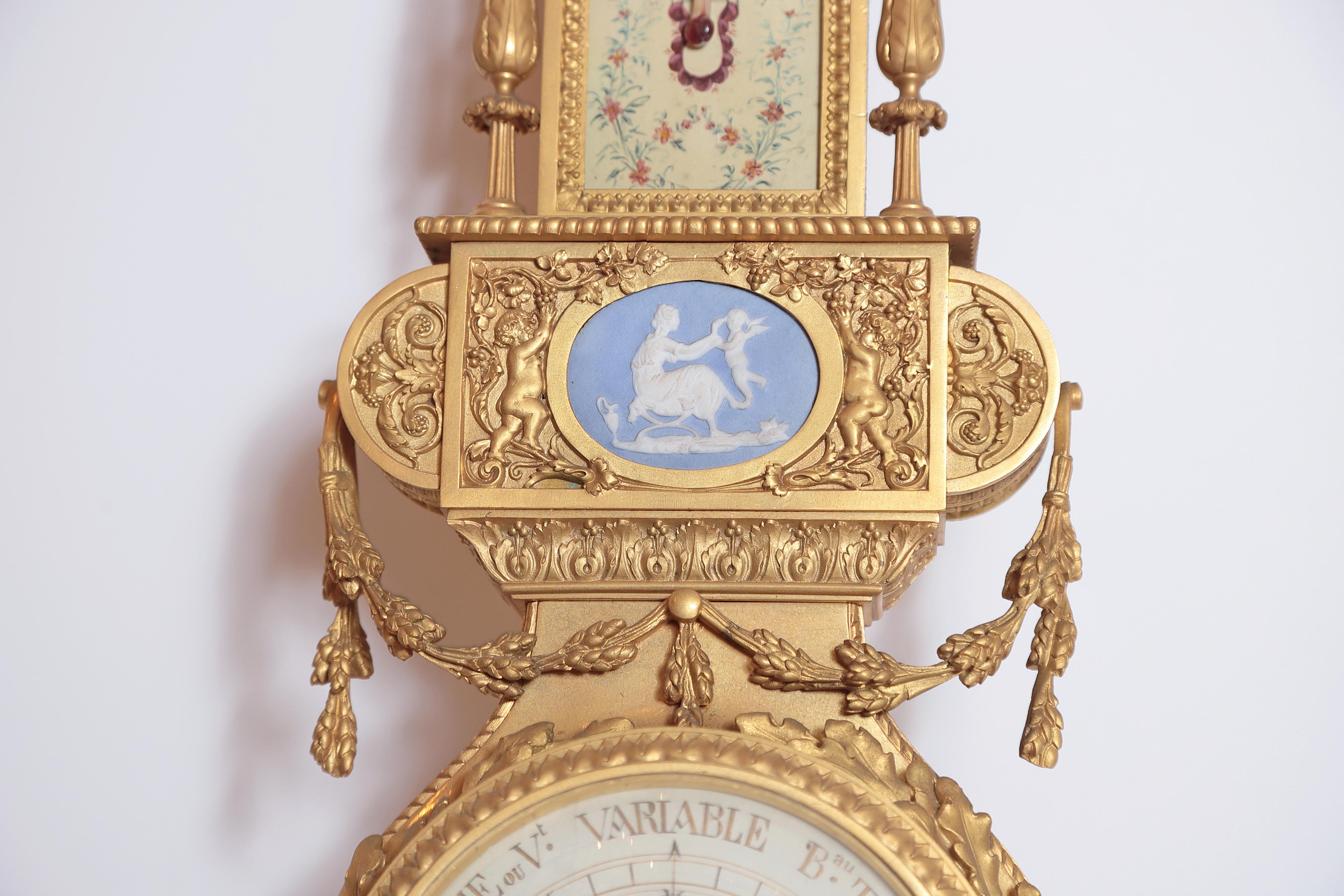 19th Century French Gilt Bronze Clock and Barometer by Victor Raulin 7