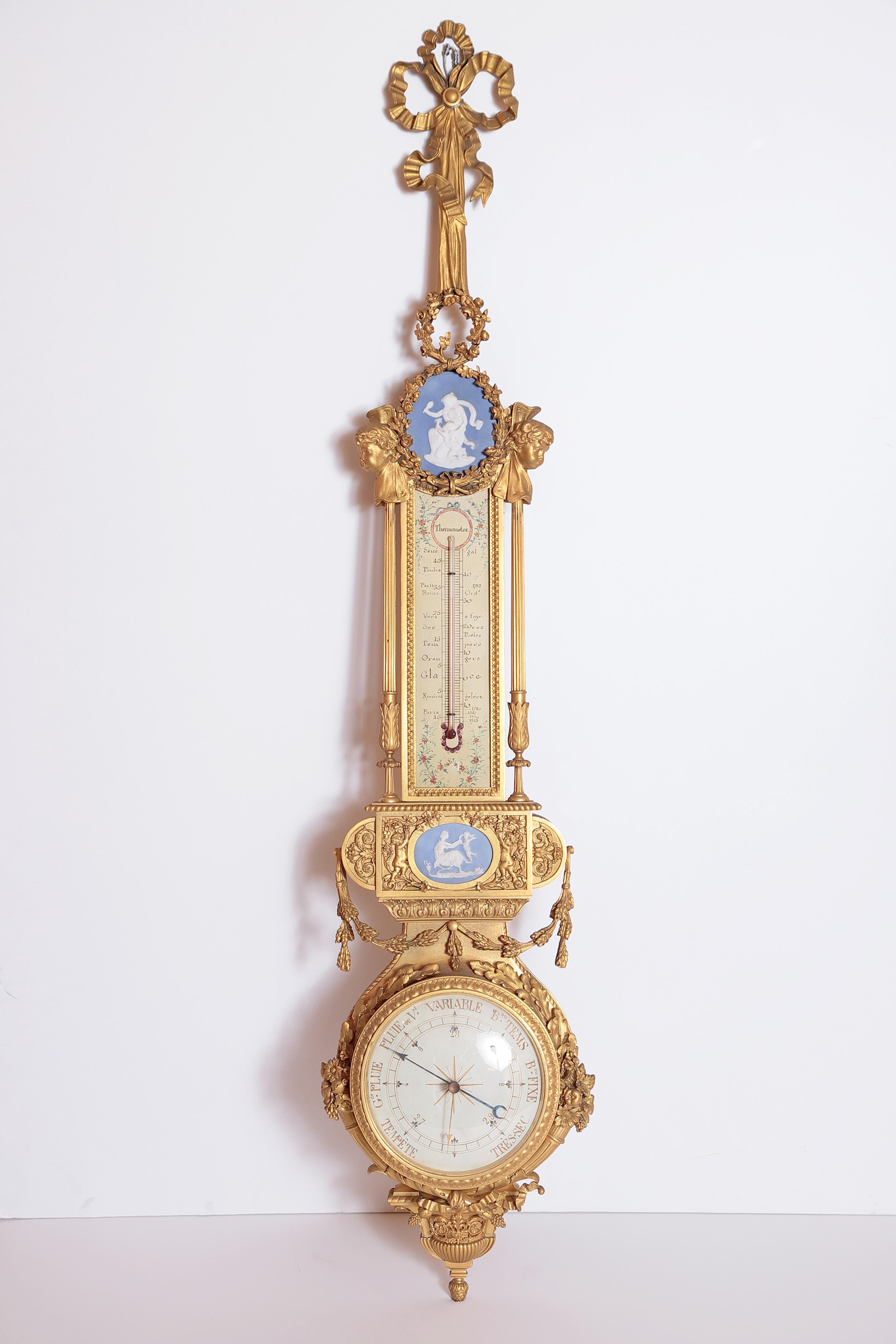 19th Century French Gilt Bronze Clock and Barometer by Victor Raulin 8