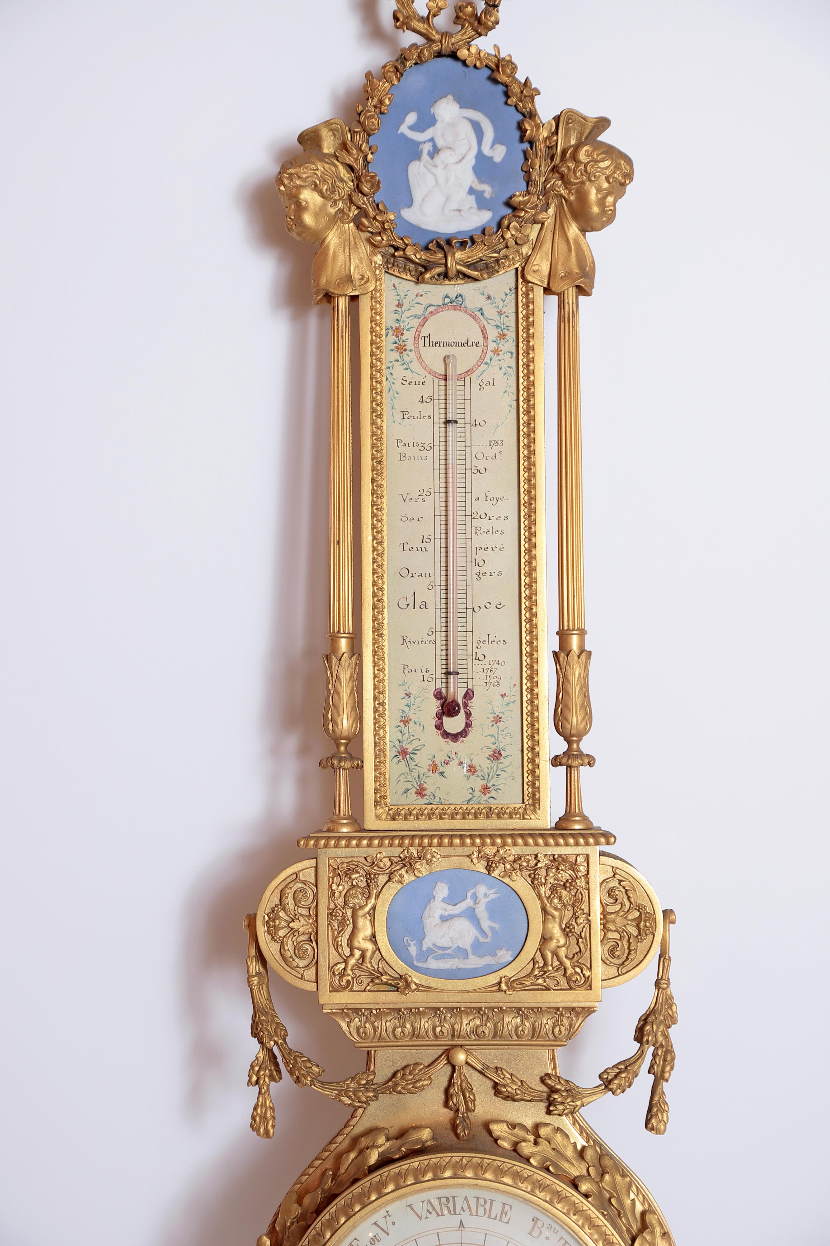 19th Century French Gilt Bronze Clock and Barometer by Victor Raulin 9