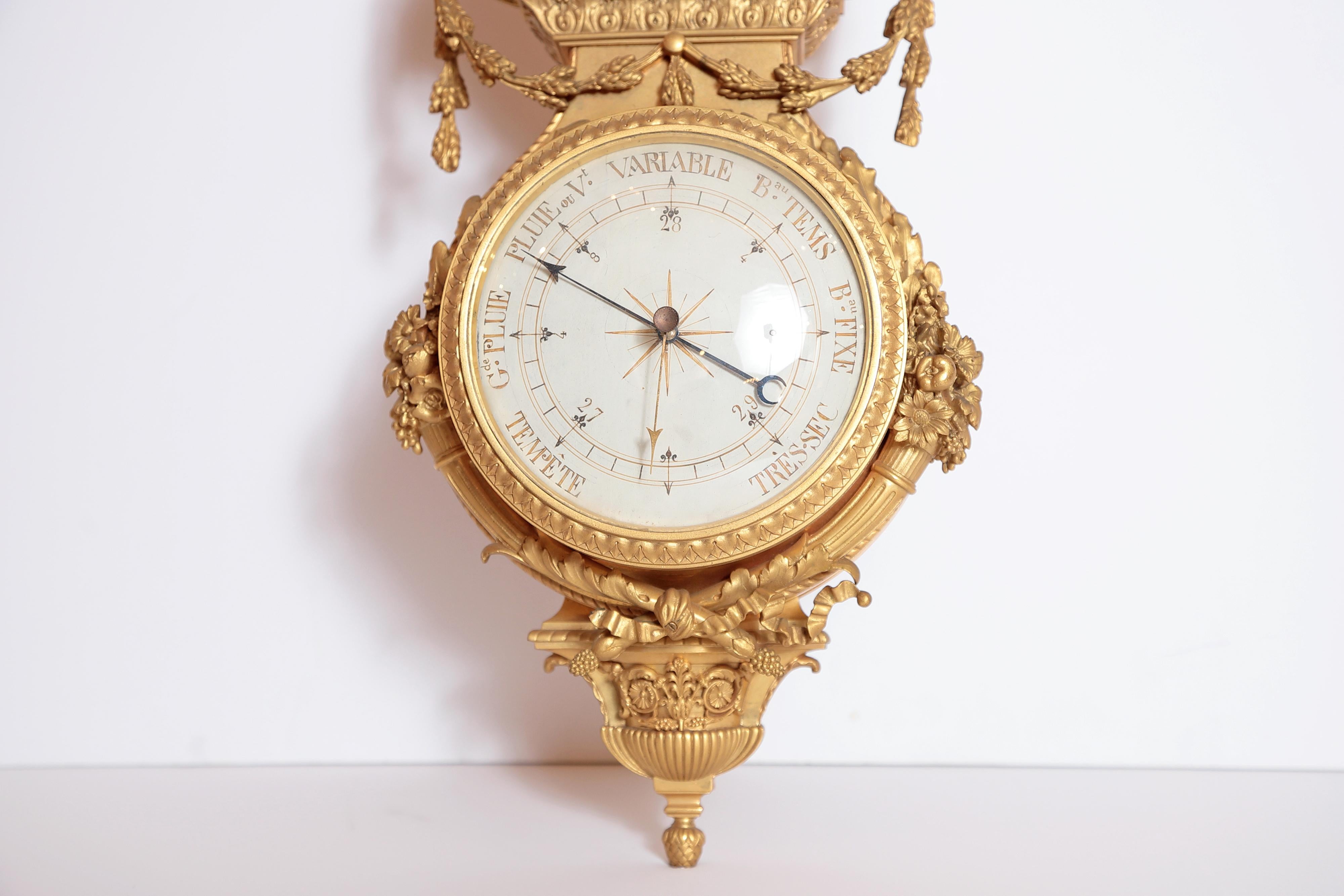 19th Century French Gilt Bronze Clock and Barometer by Victor Raulin 11