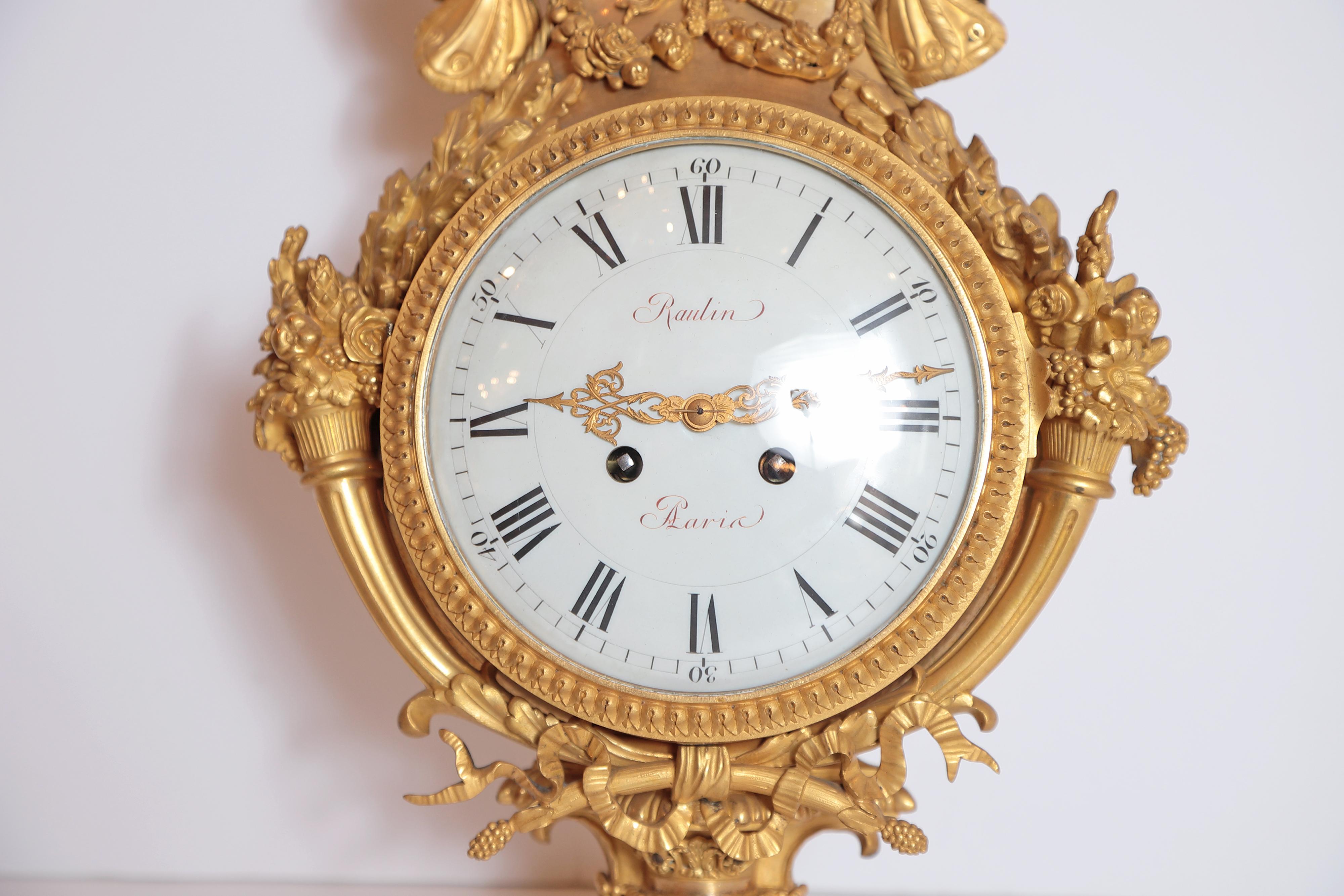 19th Century French Gilt Bronze Clock and Barometer by Victor Raulin 1