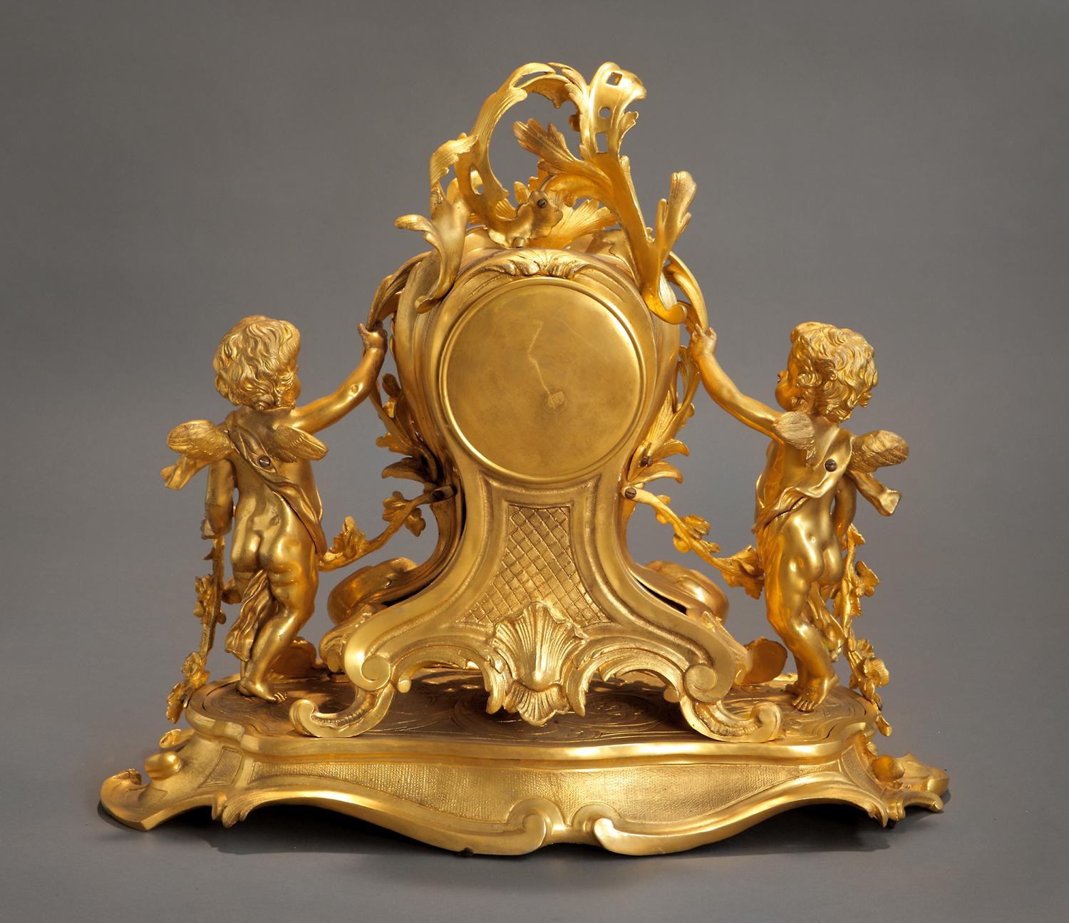 19th Century French Gilt Bronze Clock Garniture 4