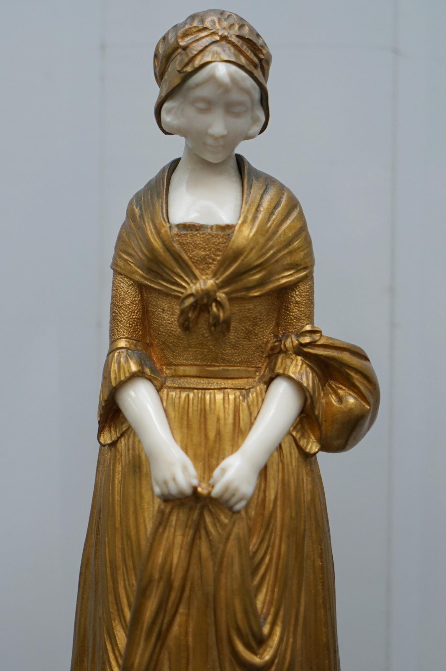 19th Century French Gilt Bronze Dominique Alonzo Statue La Vuelta De Mercado 1