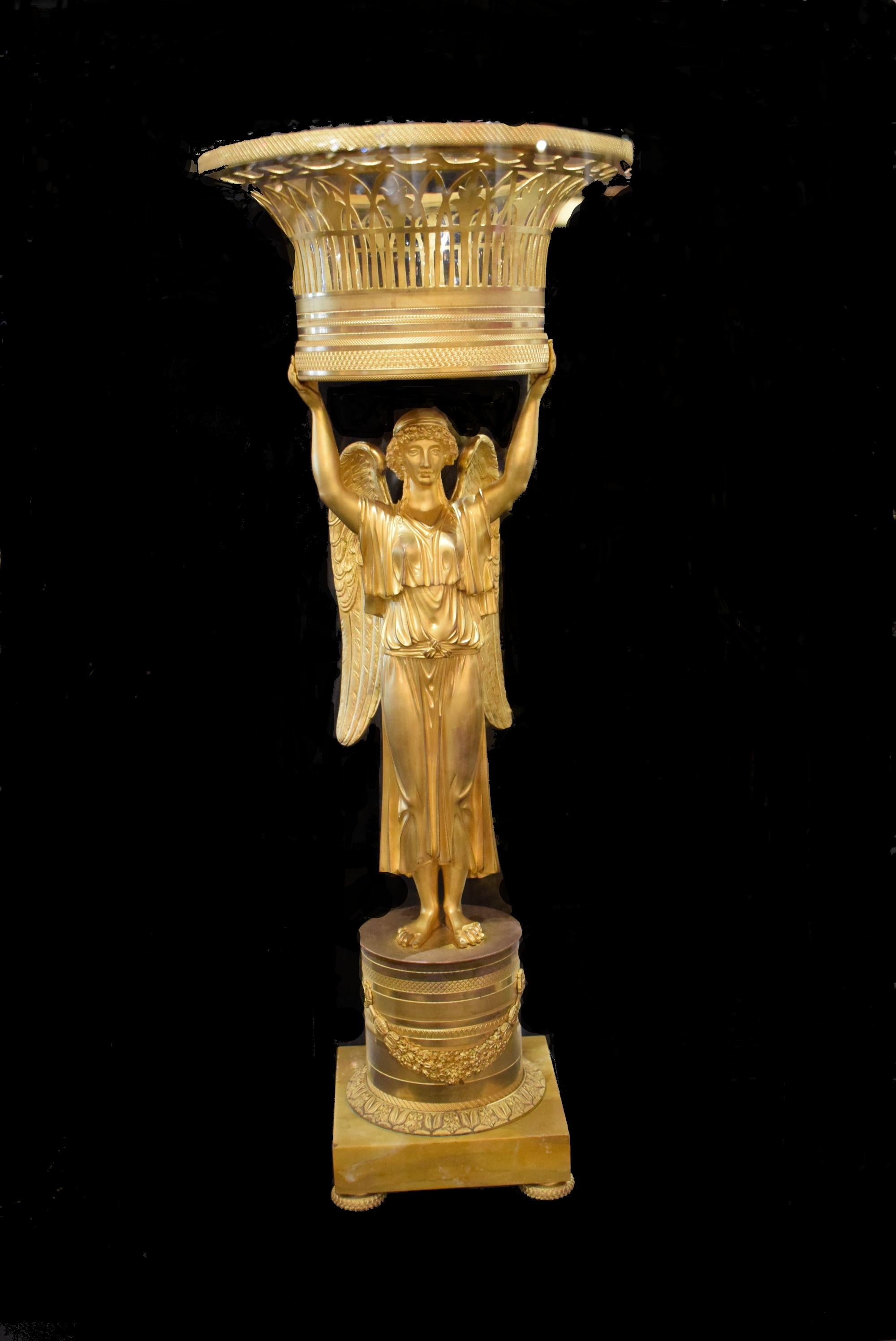 19th Century French Gilt Bronze Empire Figural Basket For Sale 5