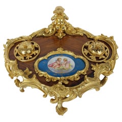 19th Century French Gilt Bronze Encrier Desk Stand