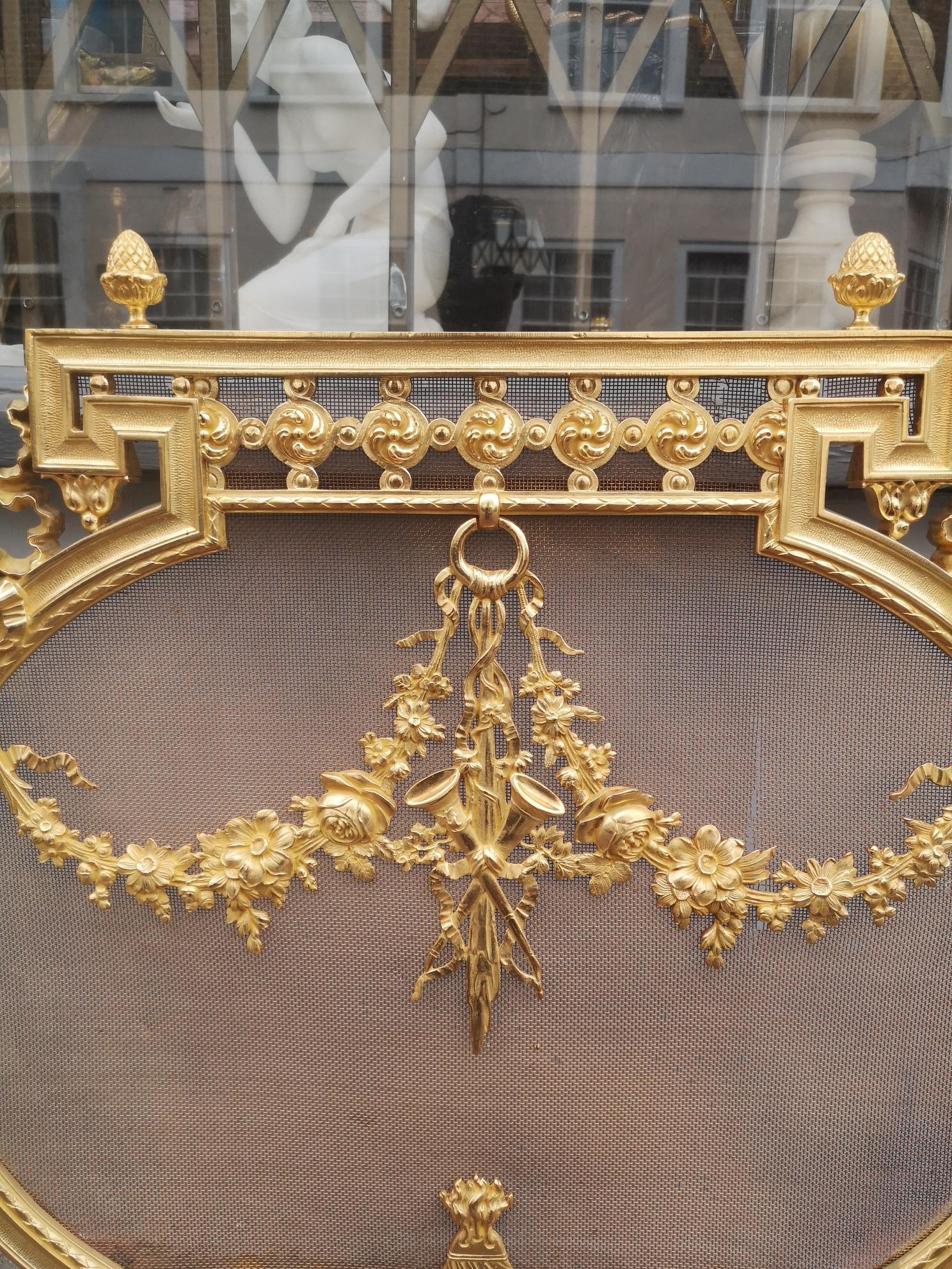 19th Century French Gilt Bronze Fire Screen In Good Condition For Sale In London, GB