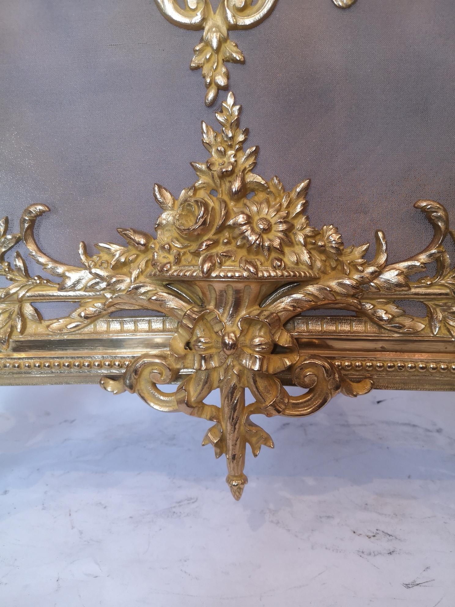 19th Century French Gilt Bronze Fire Screen For Sale 2