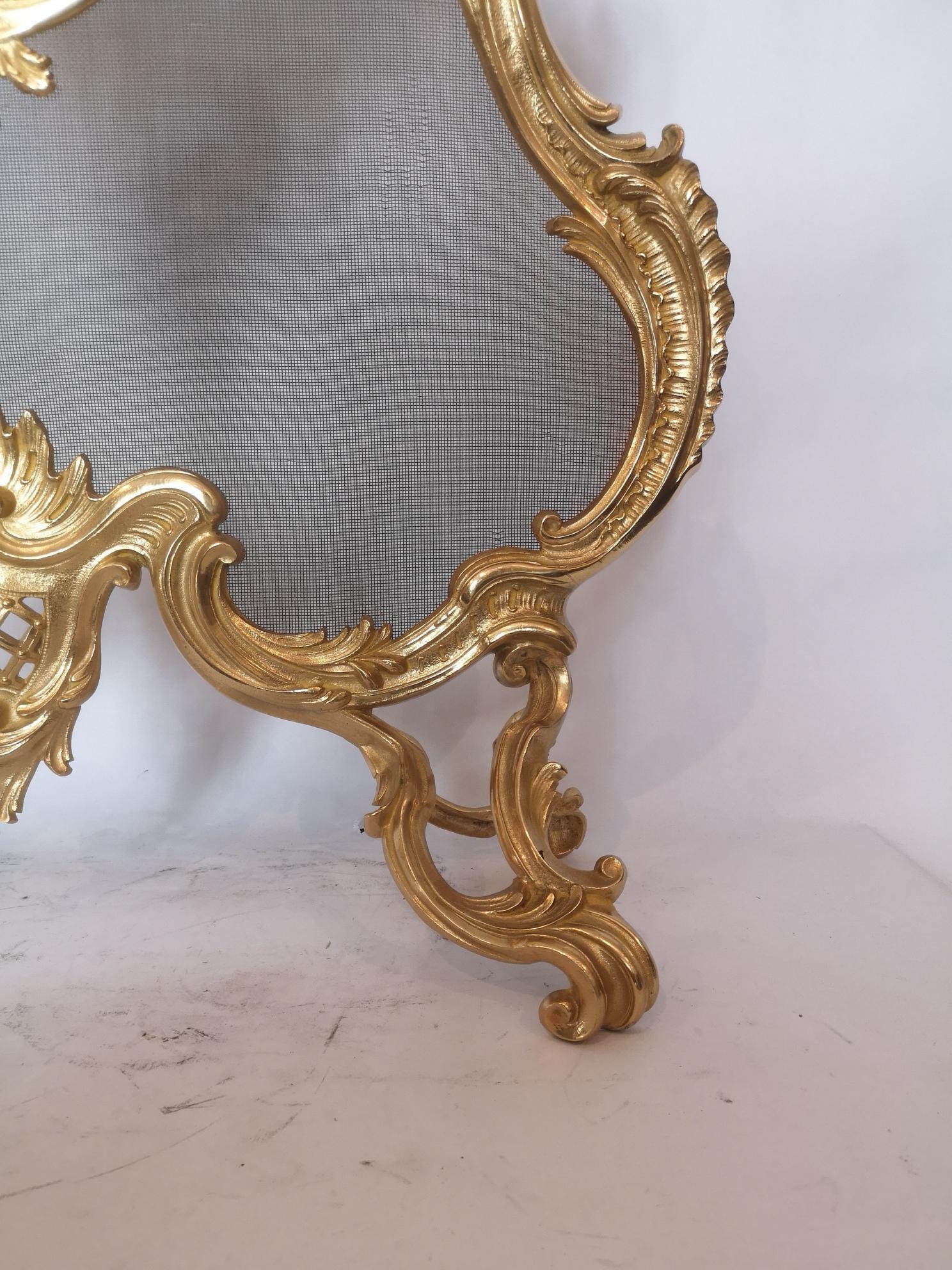 19th Century French Gilt Bronze Fire Screen For Sale 2