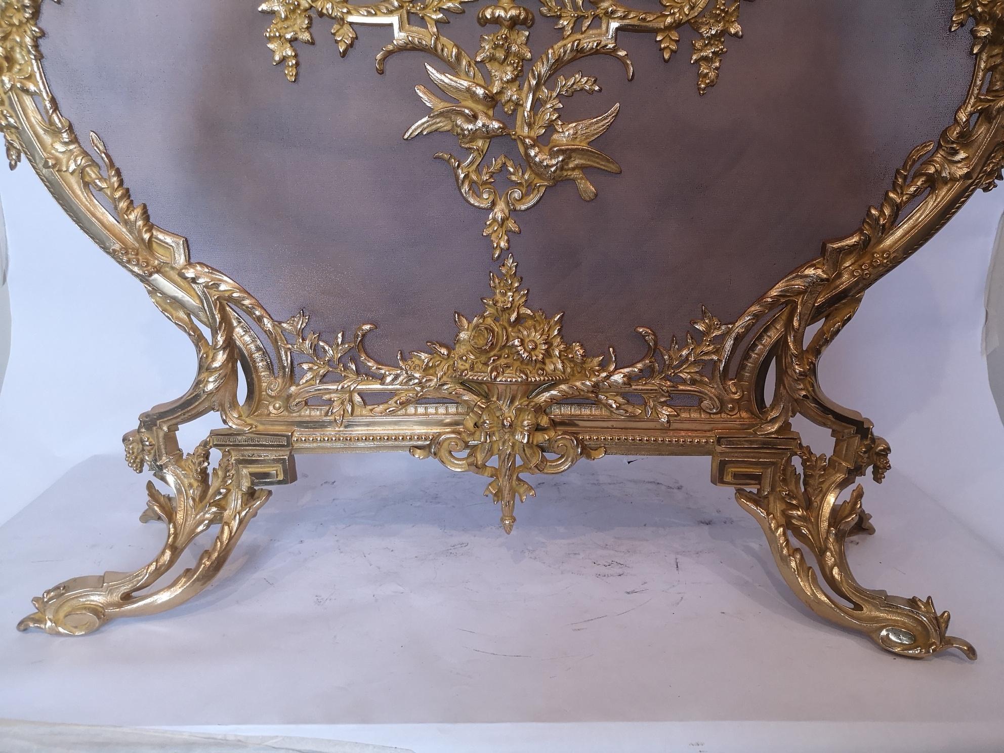 19th Century French Gilt Bronze Fire Screen For Sale 4