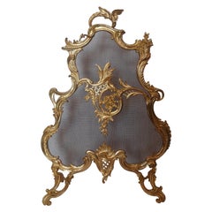 Antique 19th Century French Gilt Bronze Fire Screen