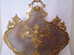 19th Century French Gilt Bronze Fire Screen