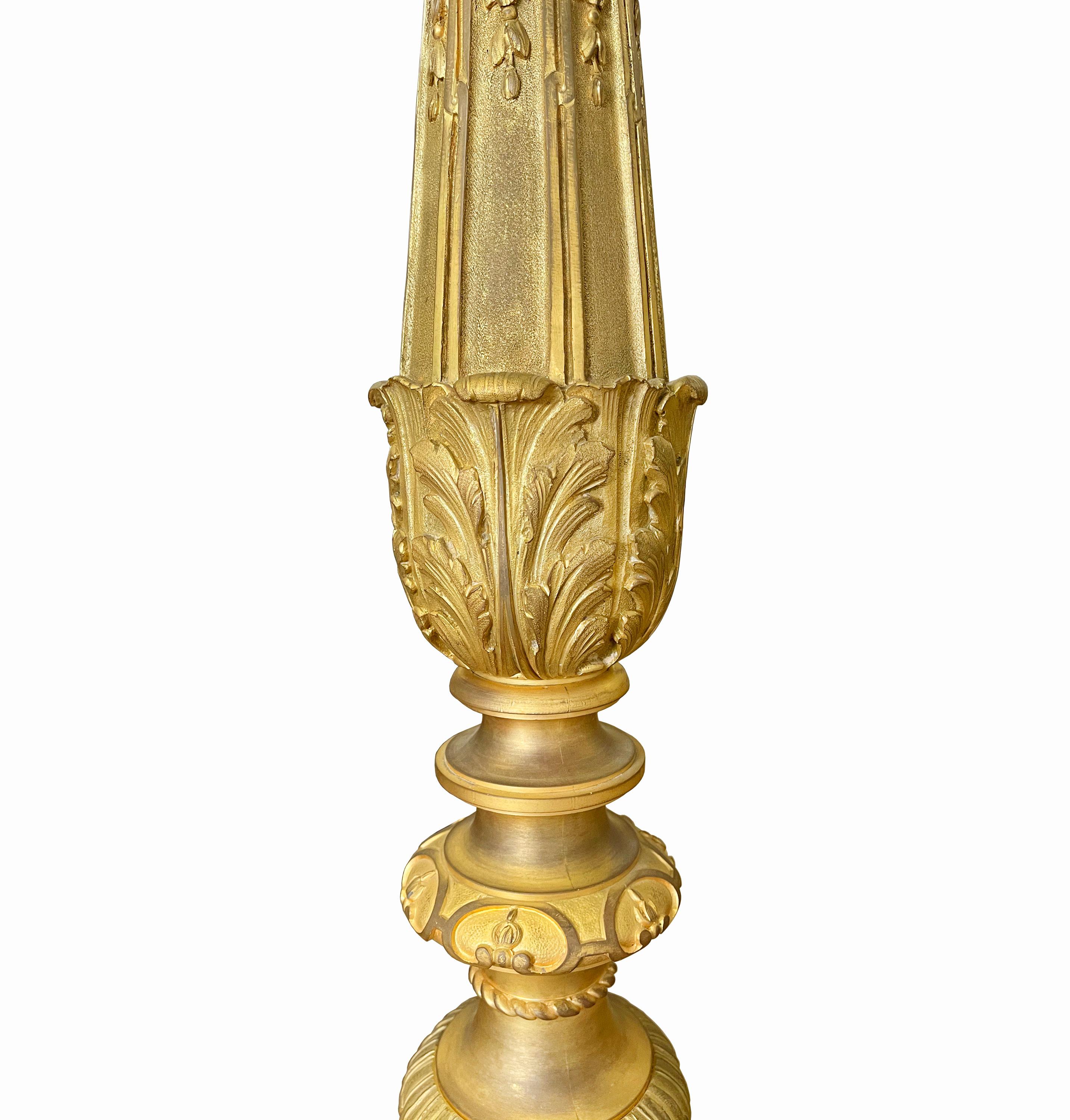 Français Lampadaire français du 19ème siècle en bronze doré de la Maison Millet