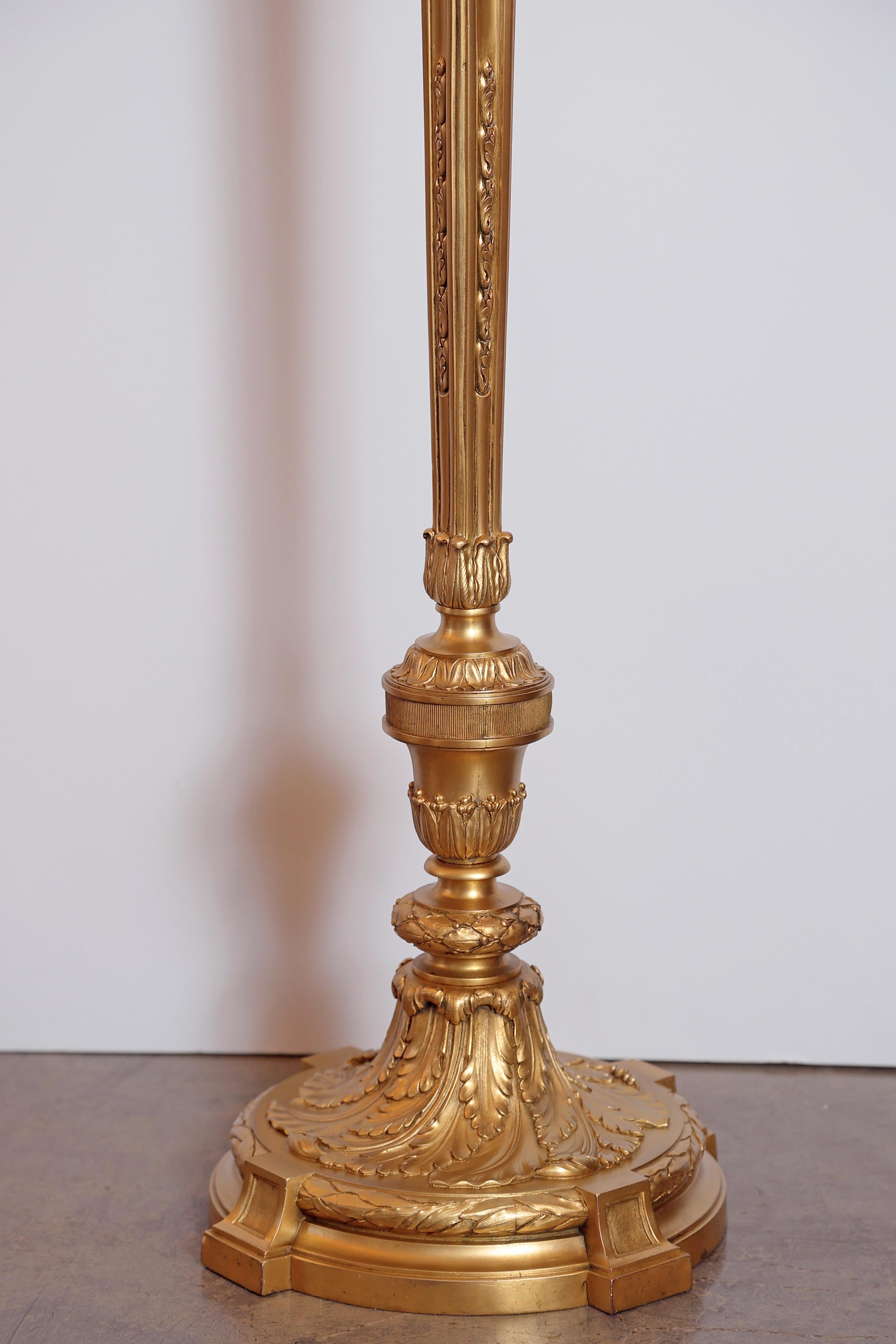 19th Century French Gilt Bronze Floor Lamp In Good Condition In Dallas, TX