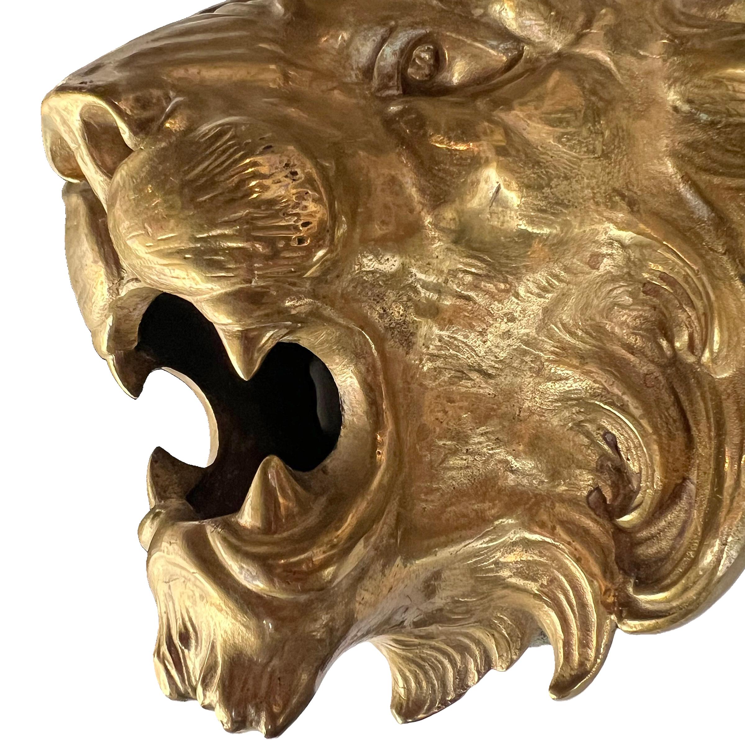 19th Century French Gilt Bronze Lion on Custom Mount For Sale 6
