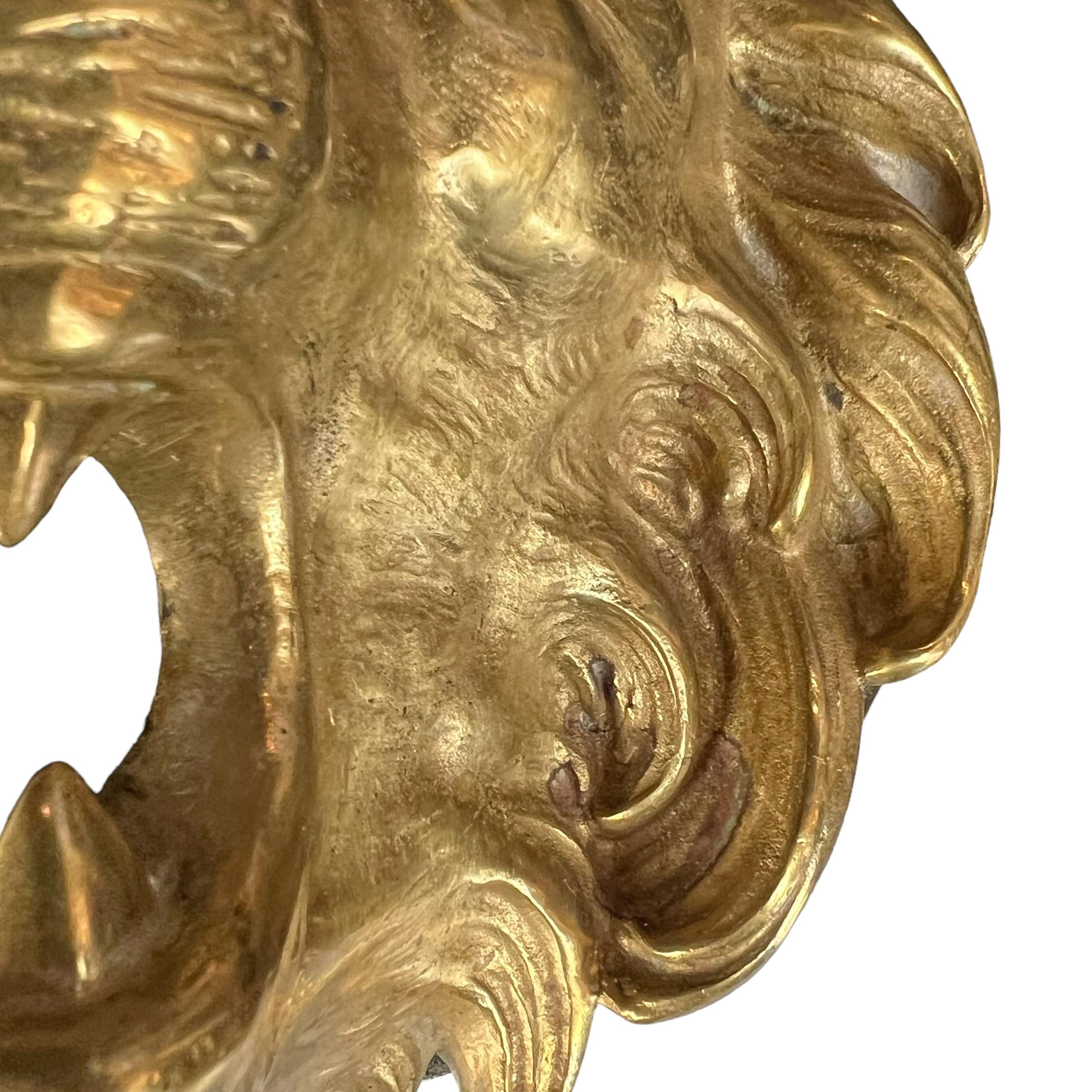 19th Century French Gilt Bronze Lion on Custom Mount For Sale 9
