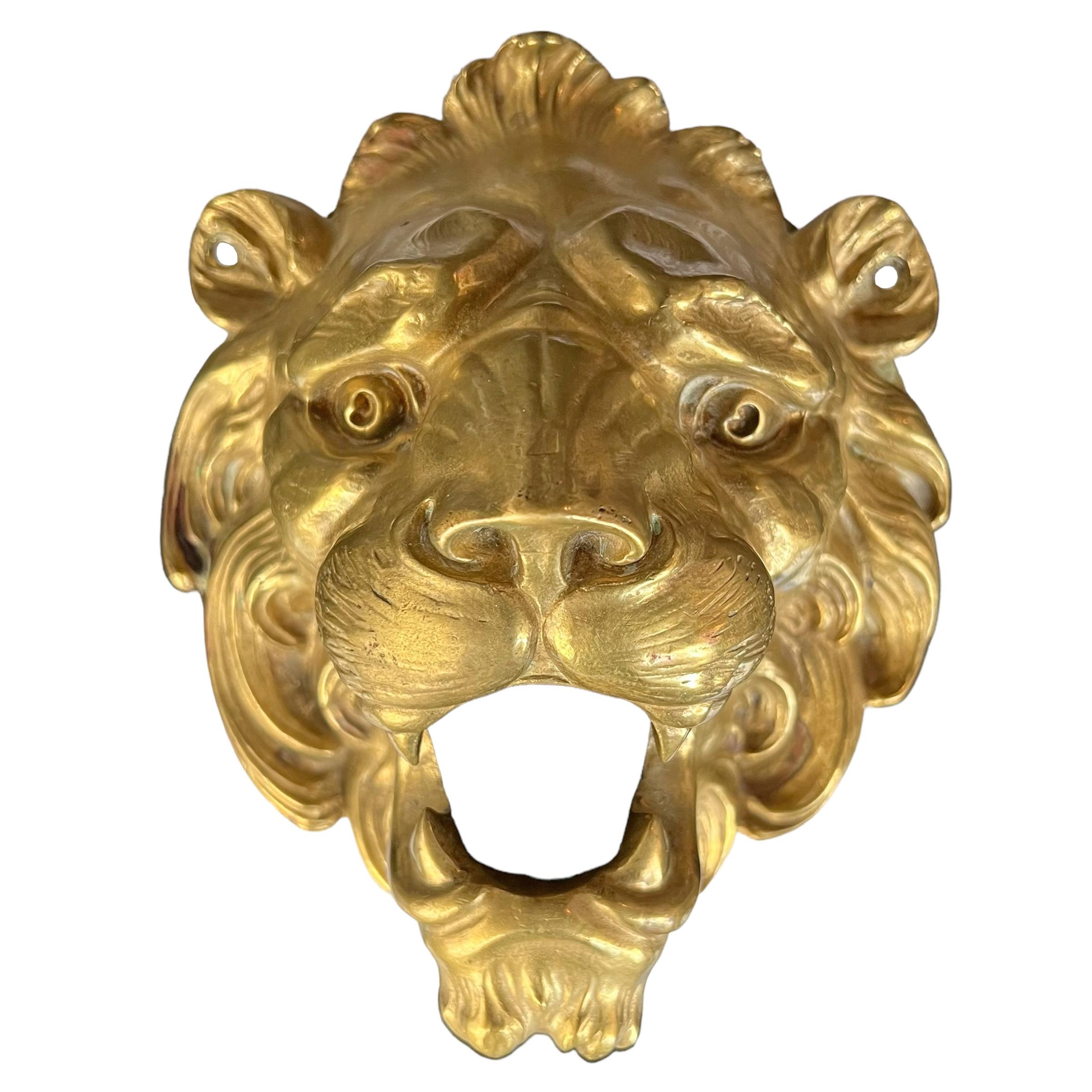 19th Century French Gilt Bronze Lion on Custom Mount For Sale 1
