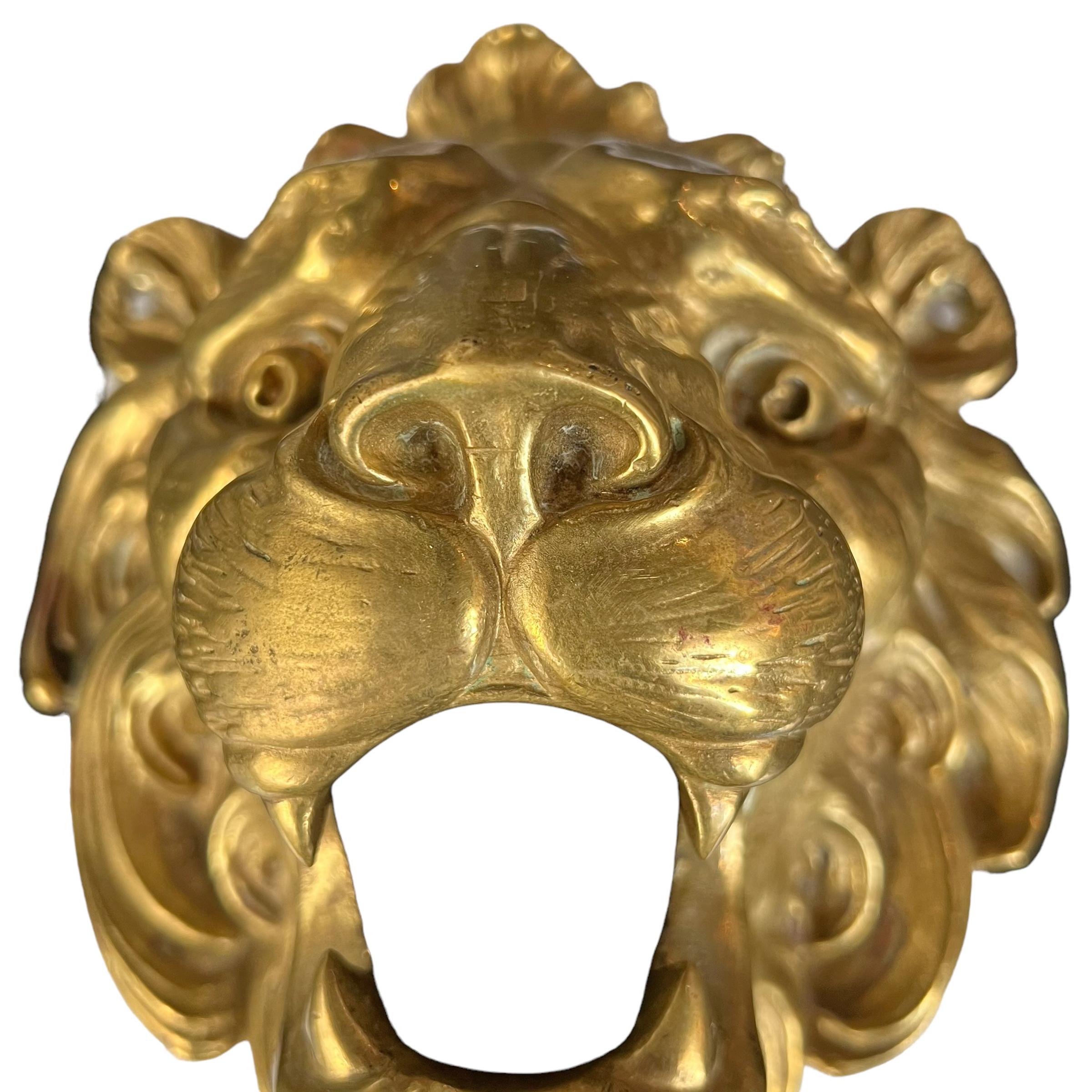 19th Century French Gilt Bronze Lion on Custom Mount For Sale 2