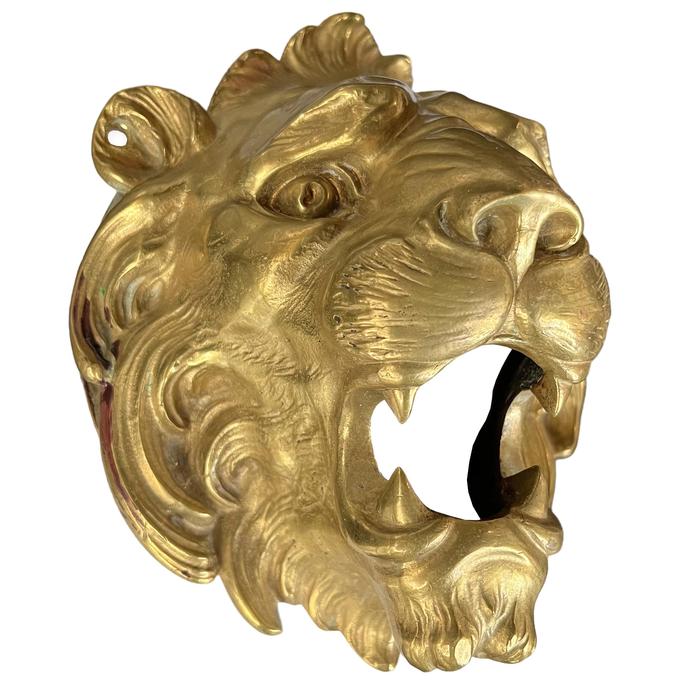19th Century French Gilt Bronze Lion on Custom Mount For Sale 4