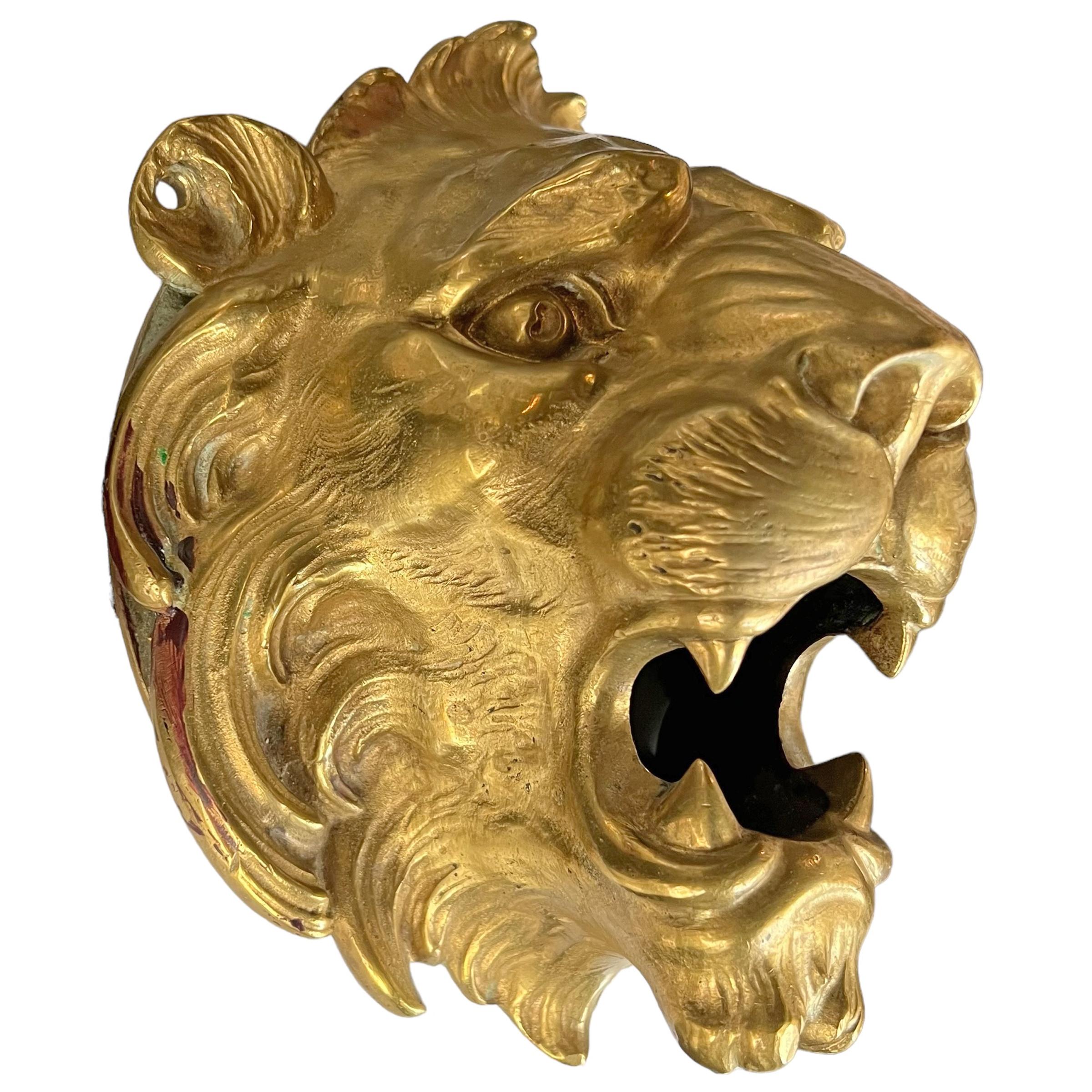 19th Century French Gilt Bronze Lion on Custom Mount For Sale 5