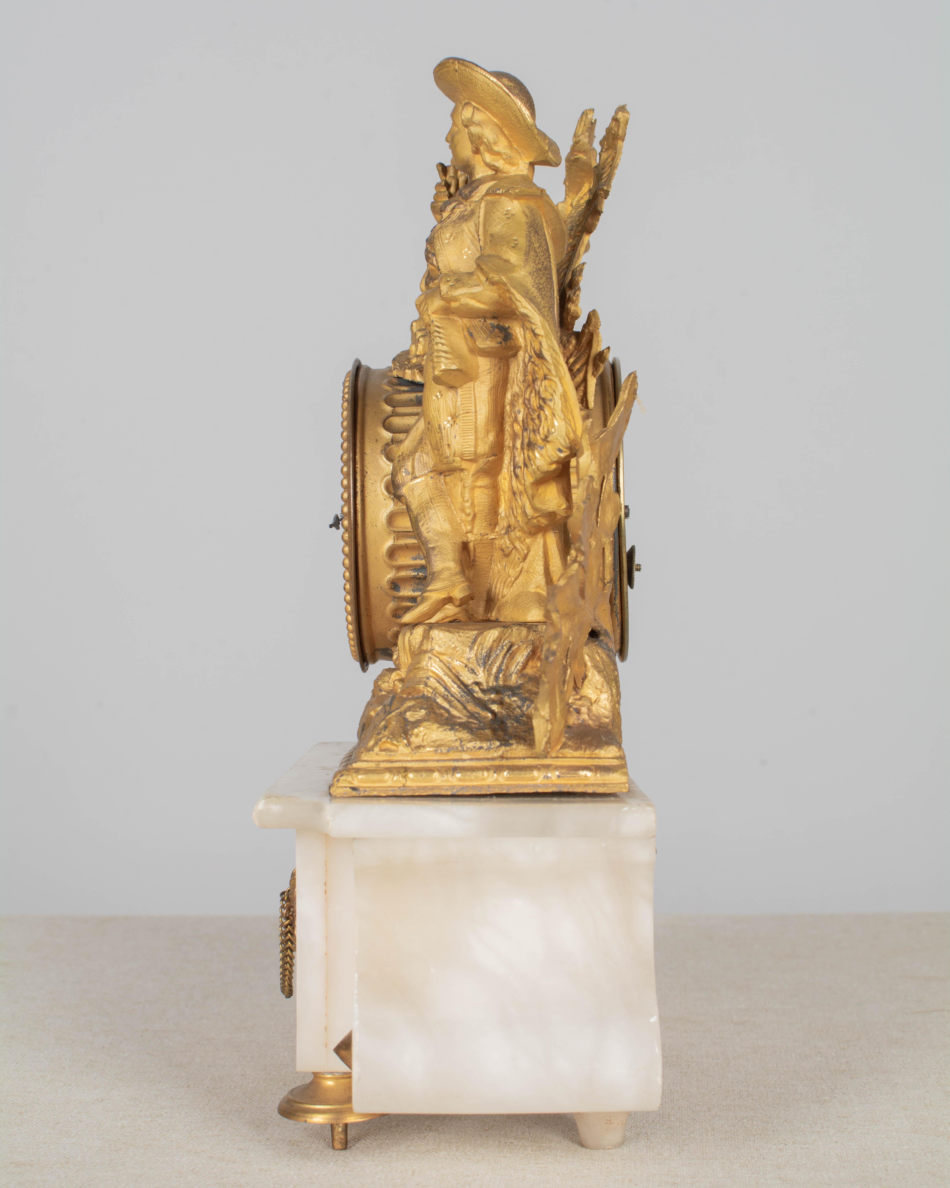 Bronze Pendule de cheminée française du 19e siècle en bronze doré par Philippe Mourey en vente