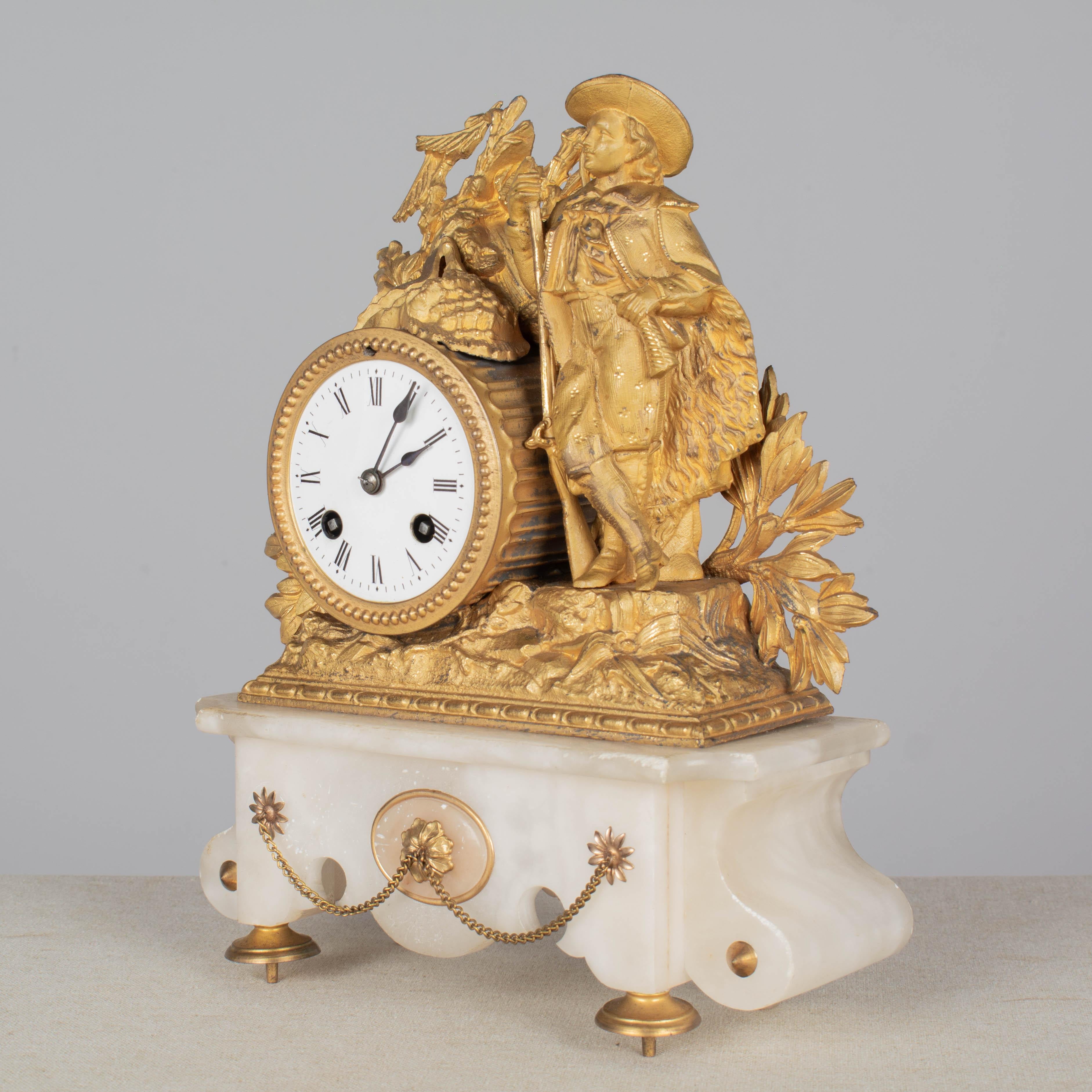 19th Century French Gilt Bronze Mantel Clock by Philippe Mourey In Good Condition For Sale In Winter Park, FL